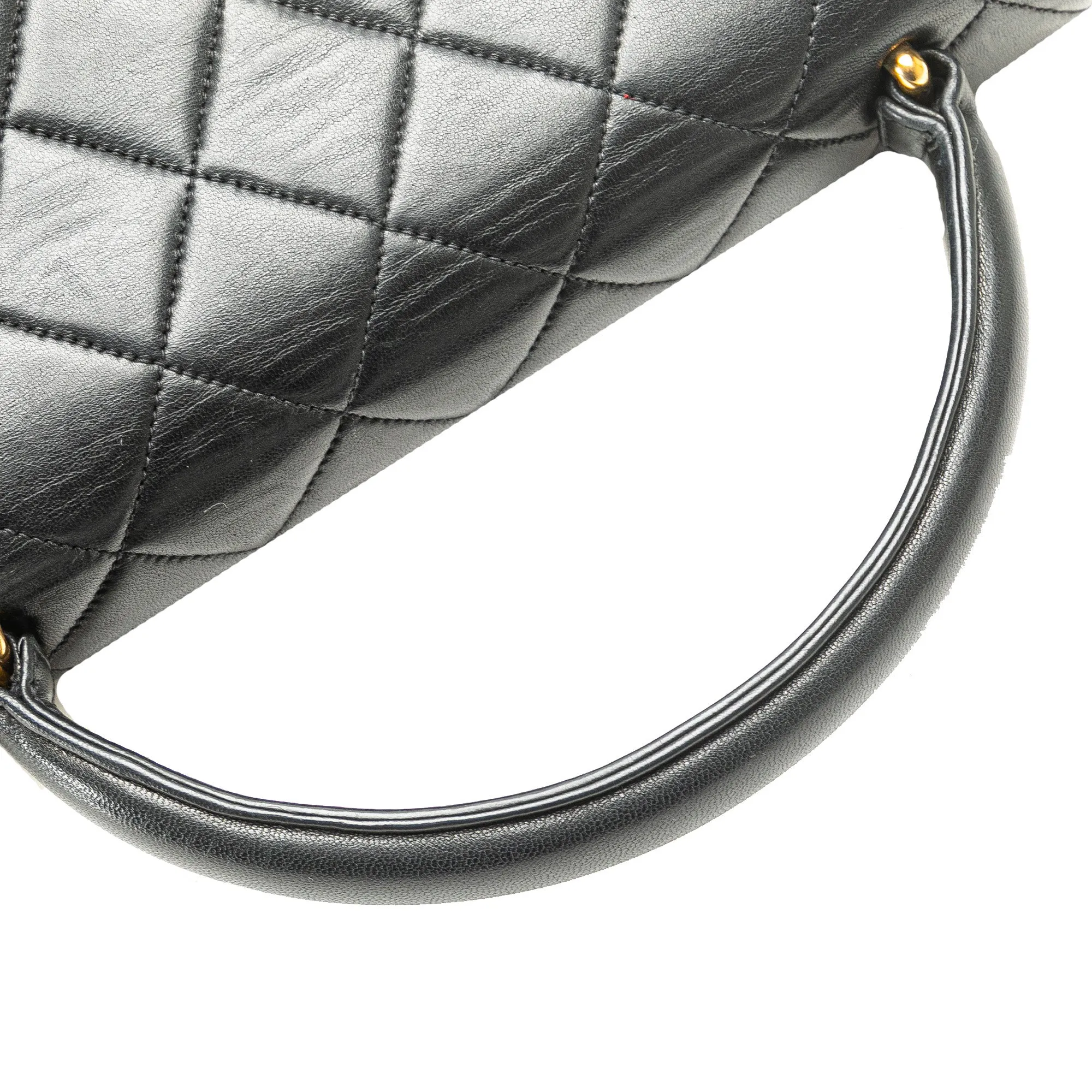 Black Chanel Medium Lambskin Kelly Top Handle Bag