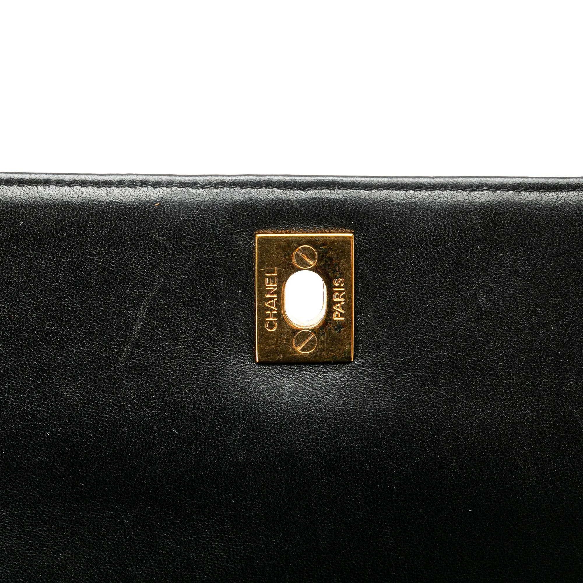 Black Chanel Medium Lambskin Kelly Top Handle Bag