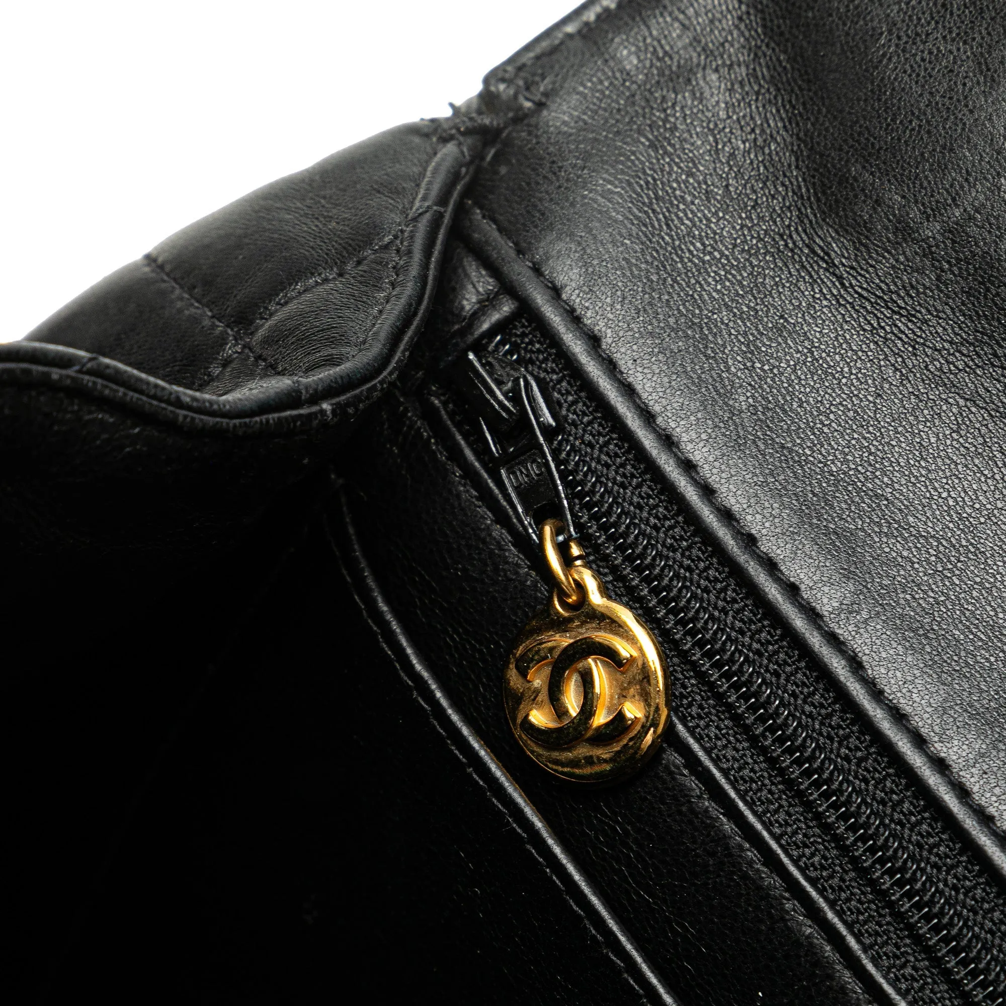 Black Chanel Medium Lambskin Kelly Top Handle Bag