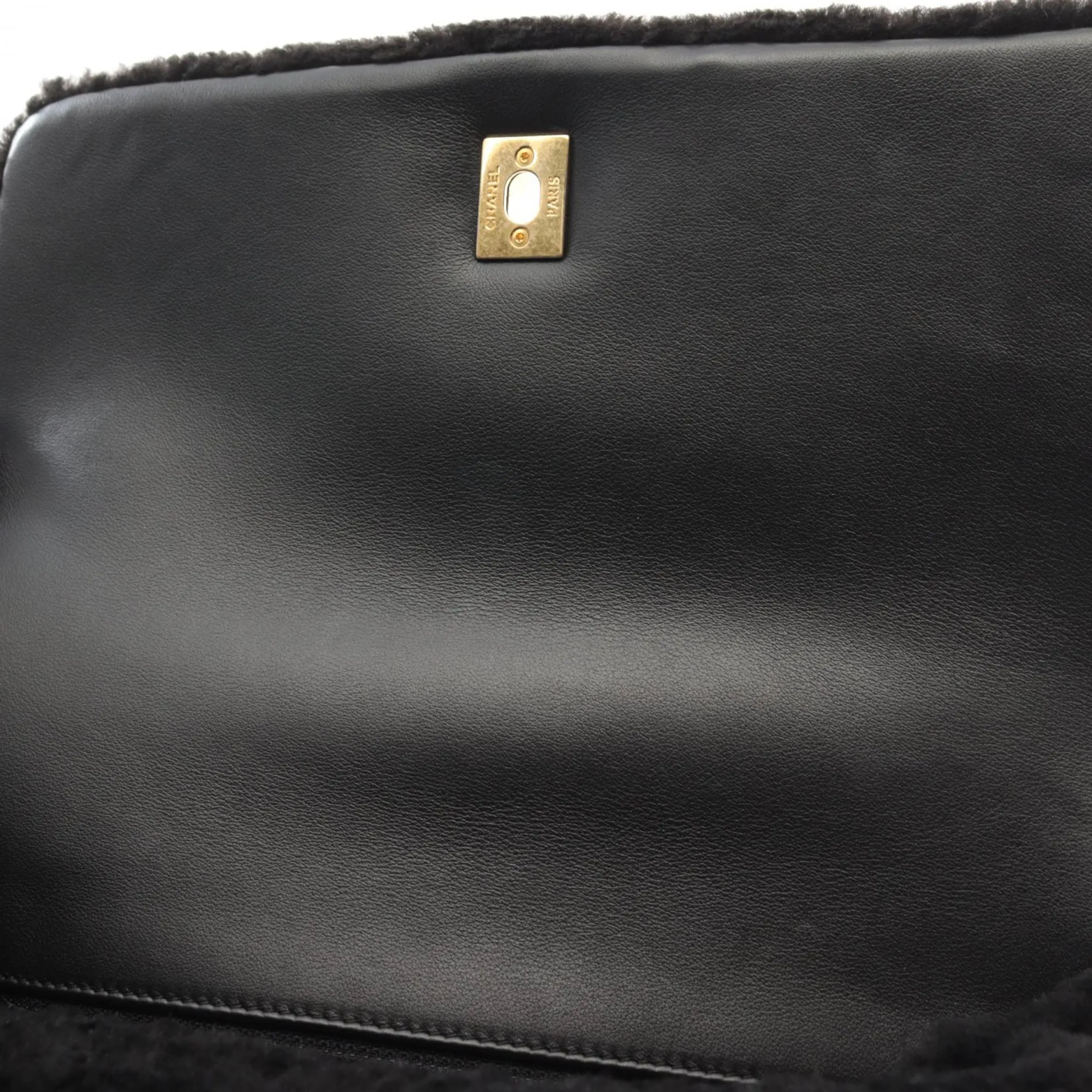 Black Chanel Medium Shearling Coco Top Handle Bag Satchel