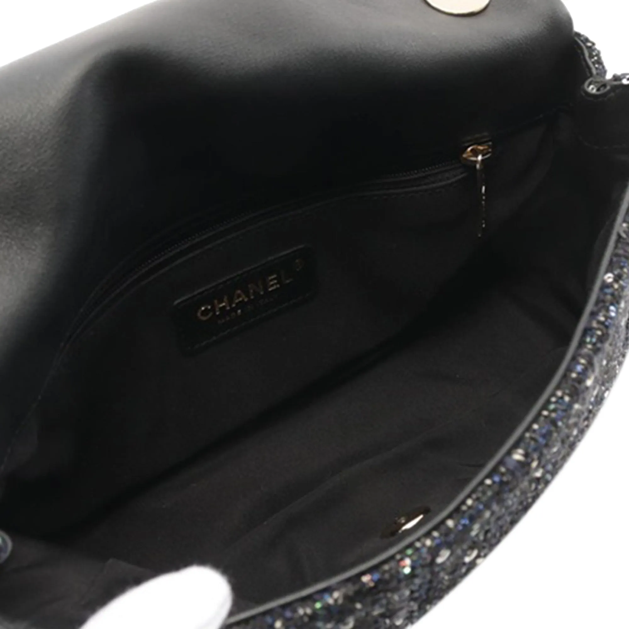 Black Chanel Medium Tweed Pearl Top Handle Flap Satchel