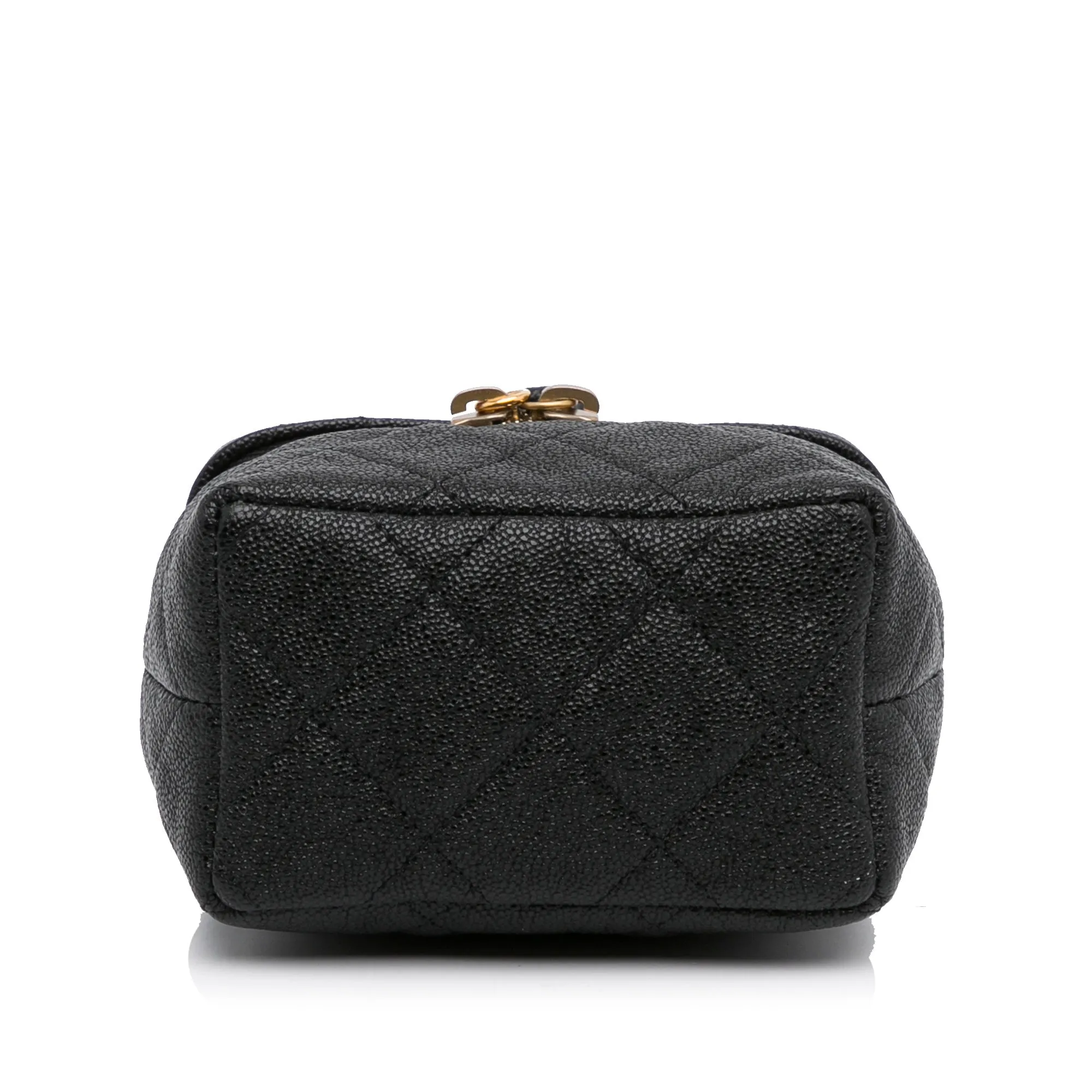 Black Chanel Micro Caviar Vanity Case with Chain Satchel