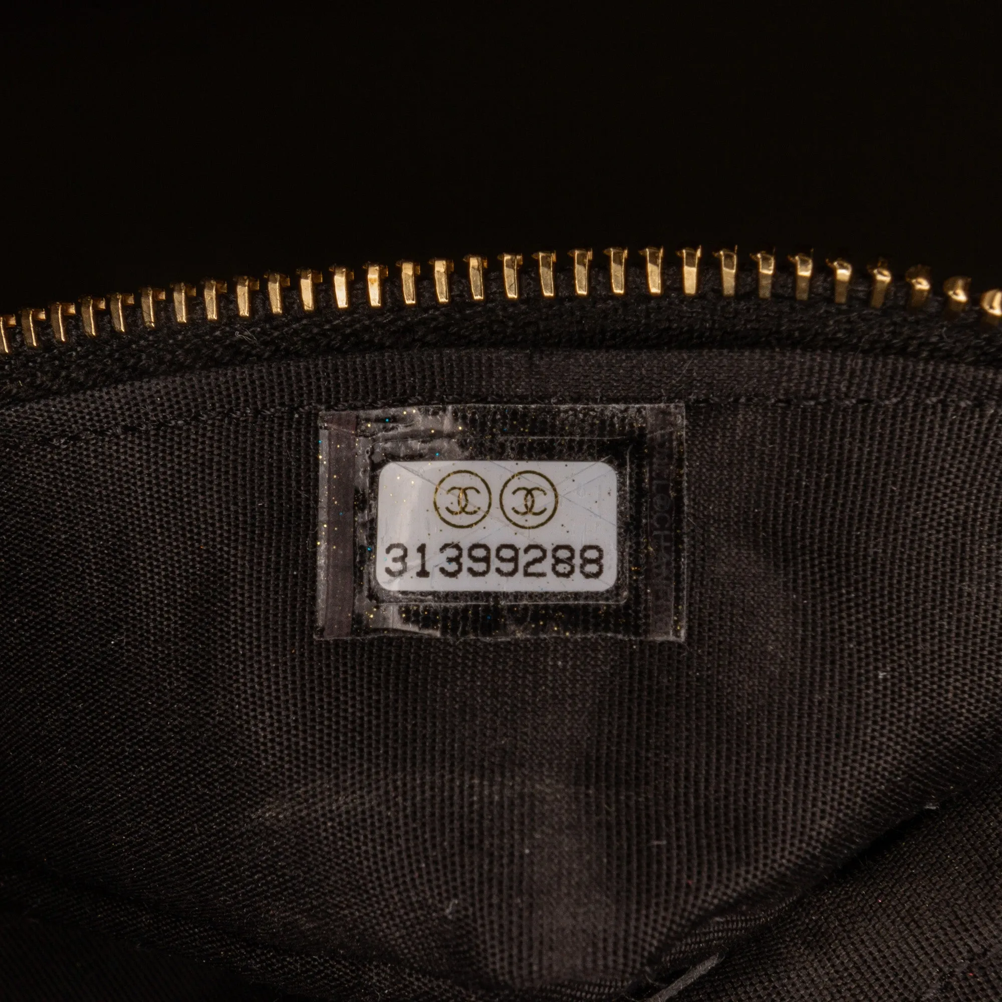 Black Chanel Micro Caviar Vanity Case with Chain Satchel