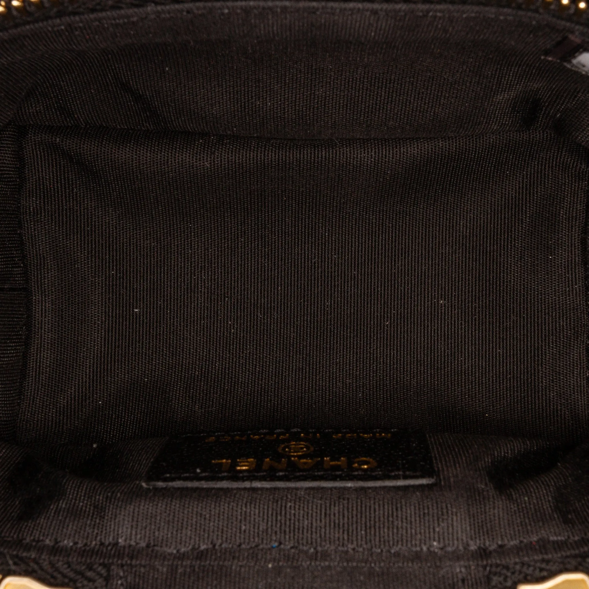 Black Chanel Micro Caviar Vanity Case with Chain Satchel