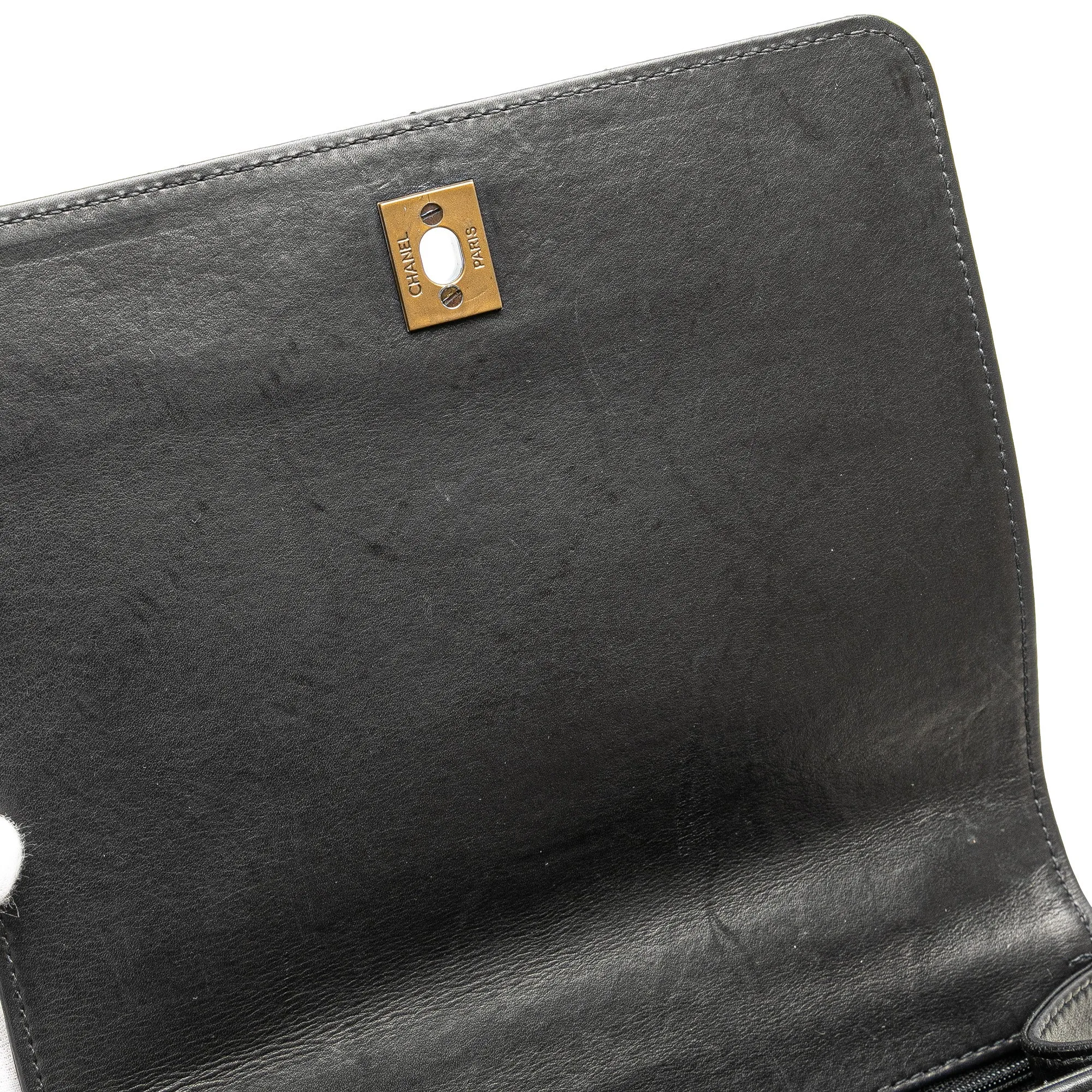 Black Chanel Quilted Lambskin Top Handle Square Flap Handbag
