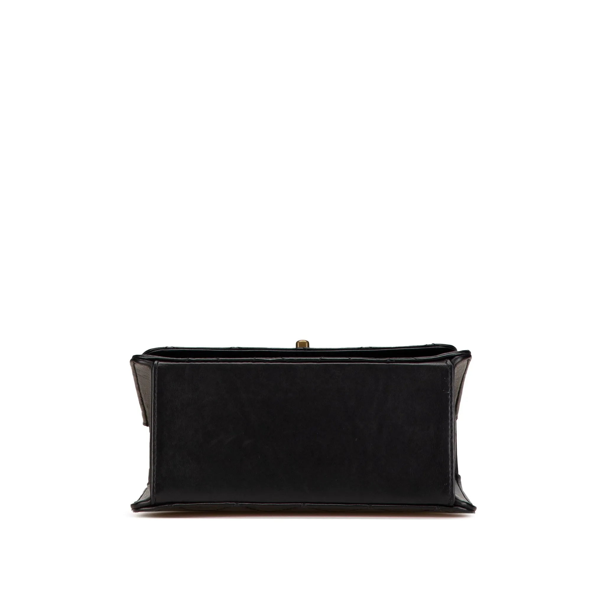 Black Chanel Quilted Lambskin Top Handle Square Flap Handbag