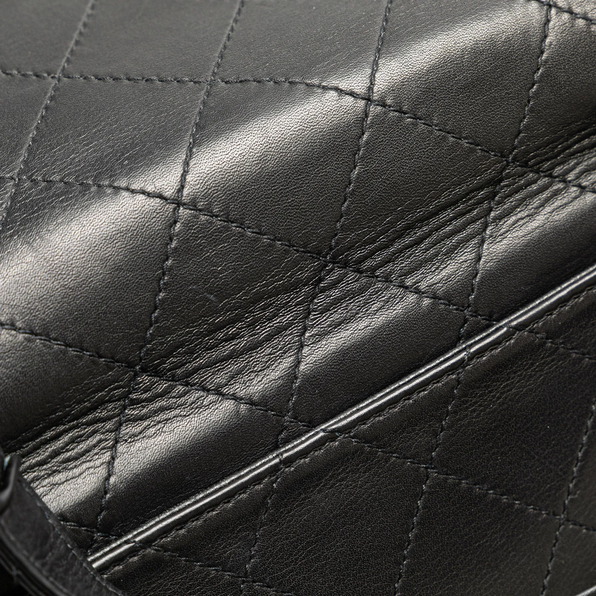 Black Chanel Quilted Lambskin Top Handle Square Flap Handbag