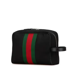 Black Gucci Techno Web Canvas Clutch