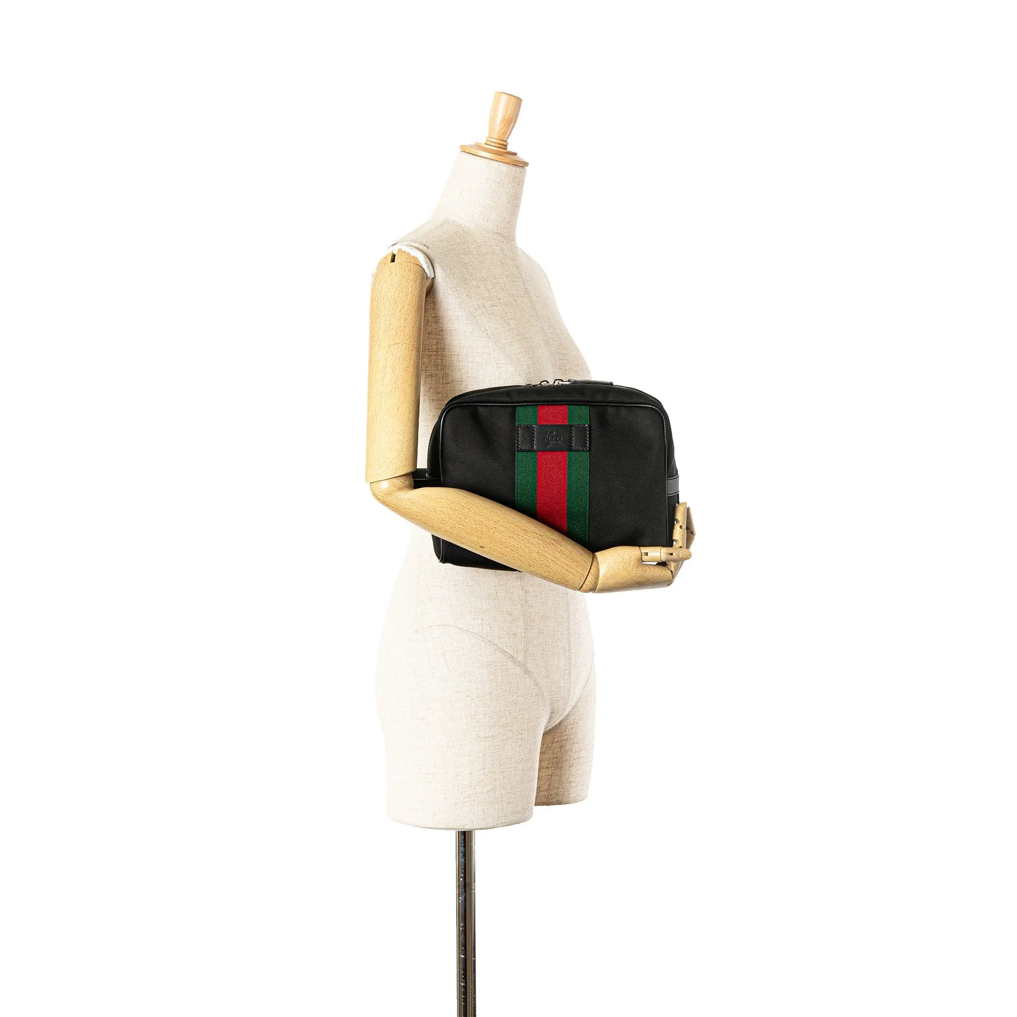 Black Gucci Techno Web Canvas Clutch