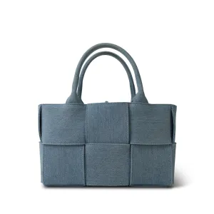 Bottega Veneta Blue Denim Intrecciato Mini Arco Tote