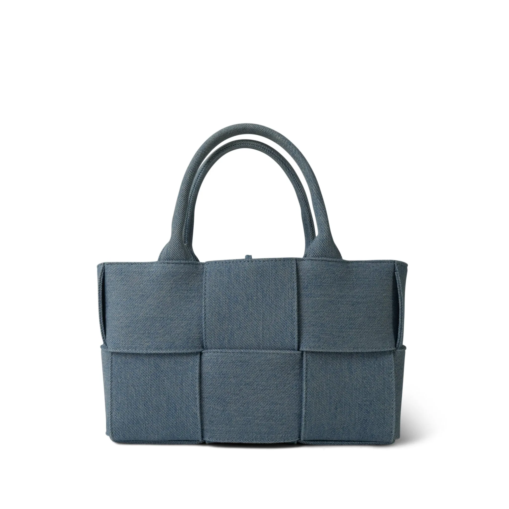 Bottega Veneta Blue Denim Intrecciato Mini Arco Tote