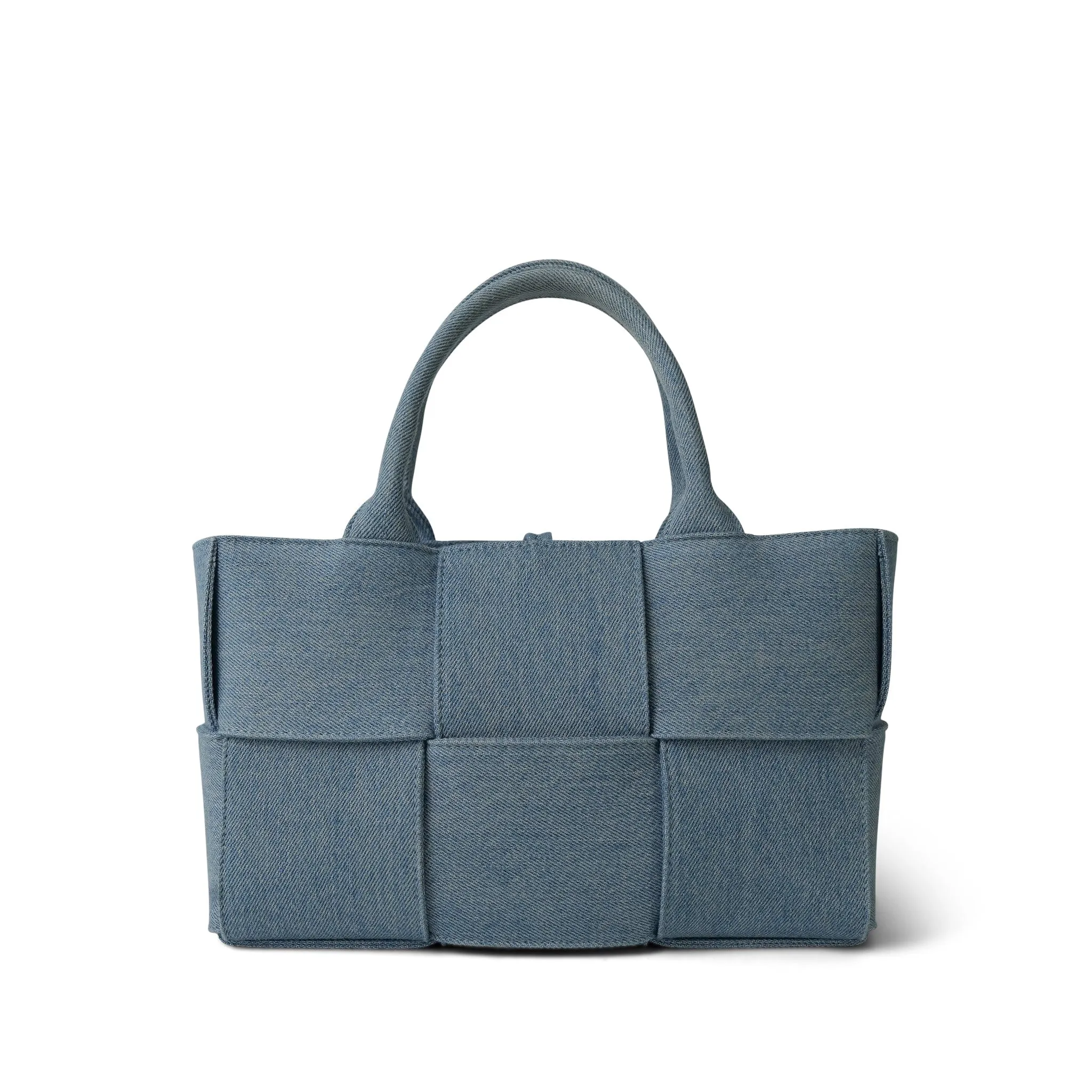 Bottega Veneta Blue Denim Intrecciato Mini Arco Tote