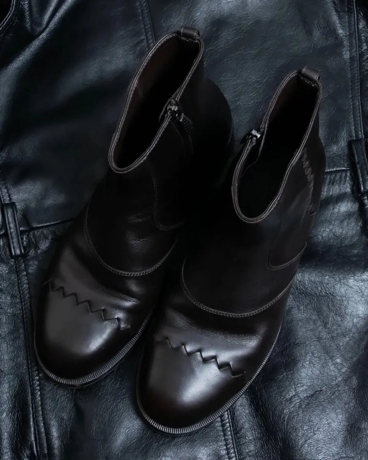 BOTTEGA VENETA round toe intrecciato leather boots