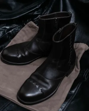 BOTTEGA VENETA round toe intrecciato leather boots