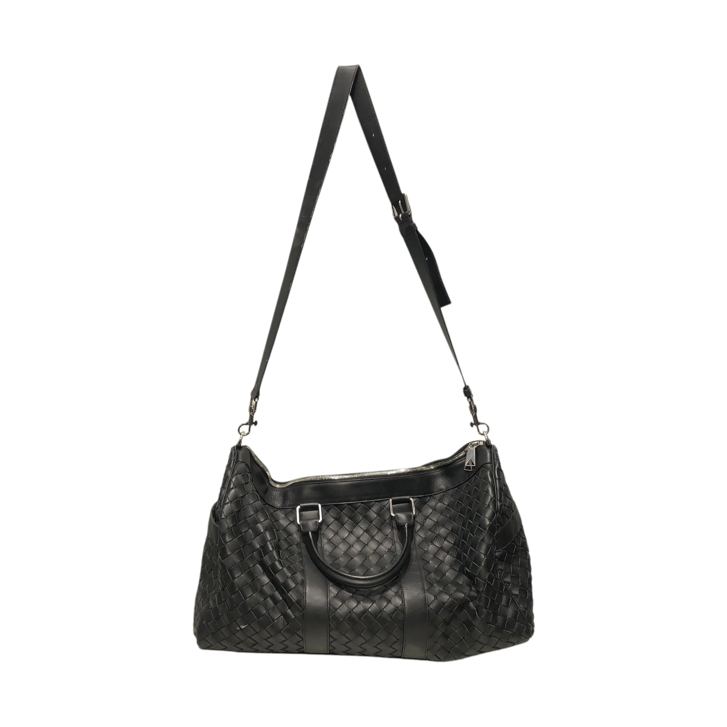 BOTTEGA VENETA/Bag/Plaid/Leather/BLK/MEDIUM INTRECCIATO BAG