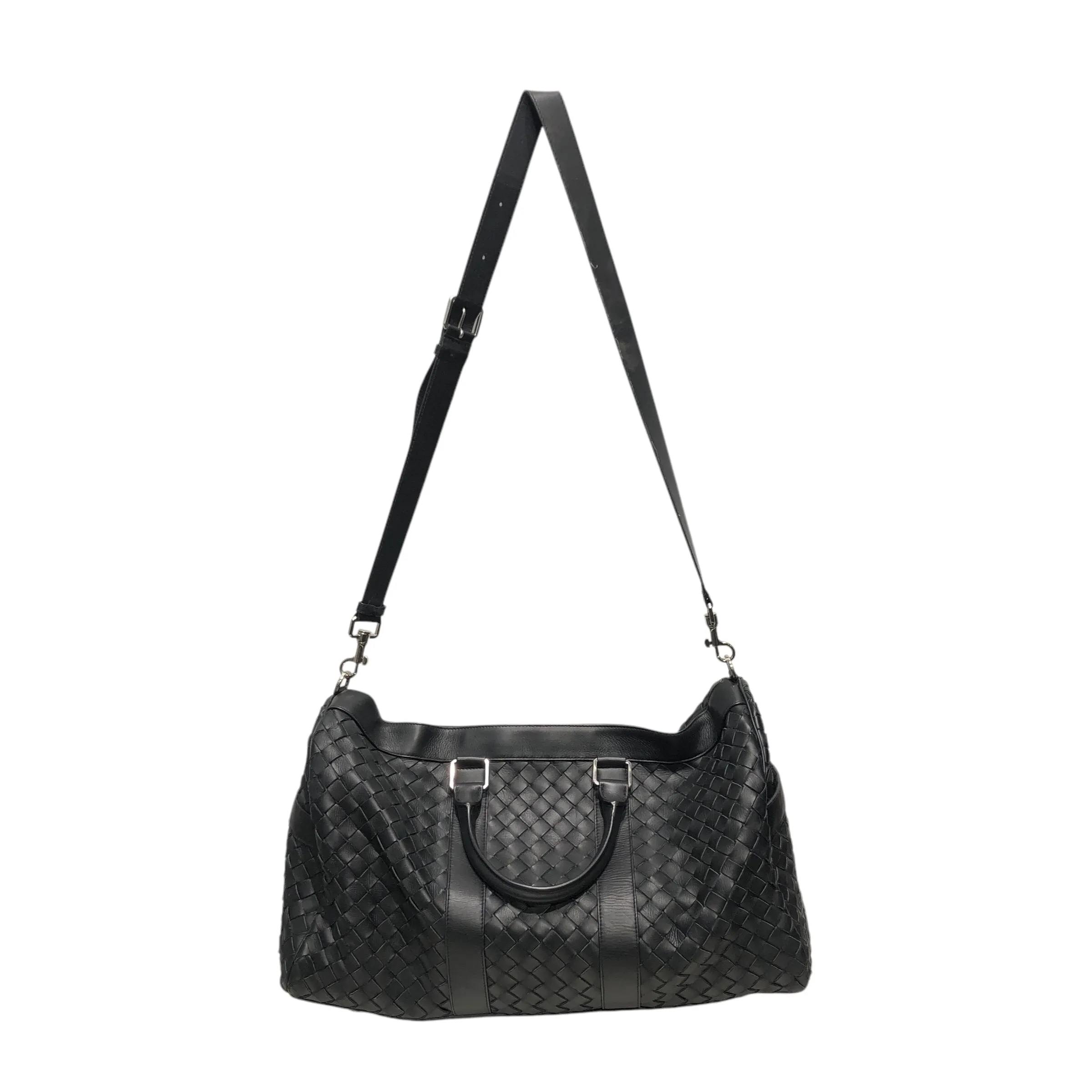 BOTTEGA VENETA/Bag/Plaid/Leather/BLK/MEDIUM INTRECCIATO BAG