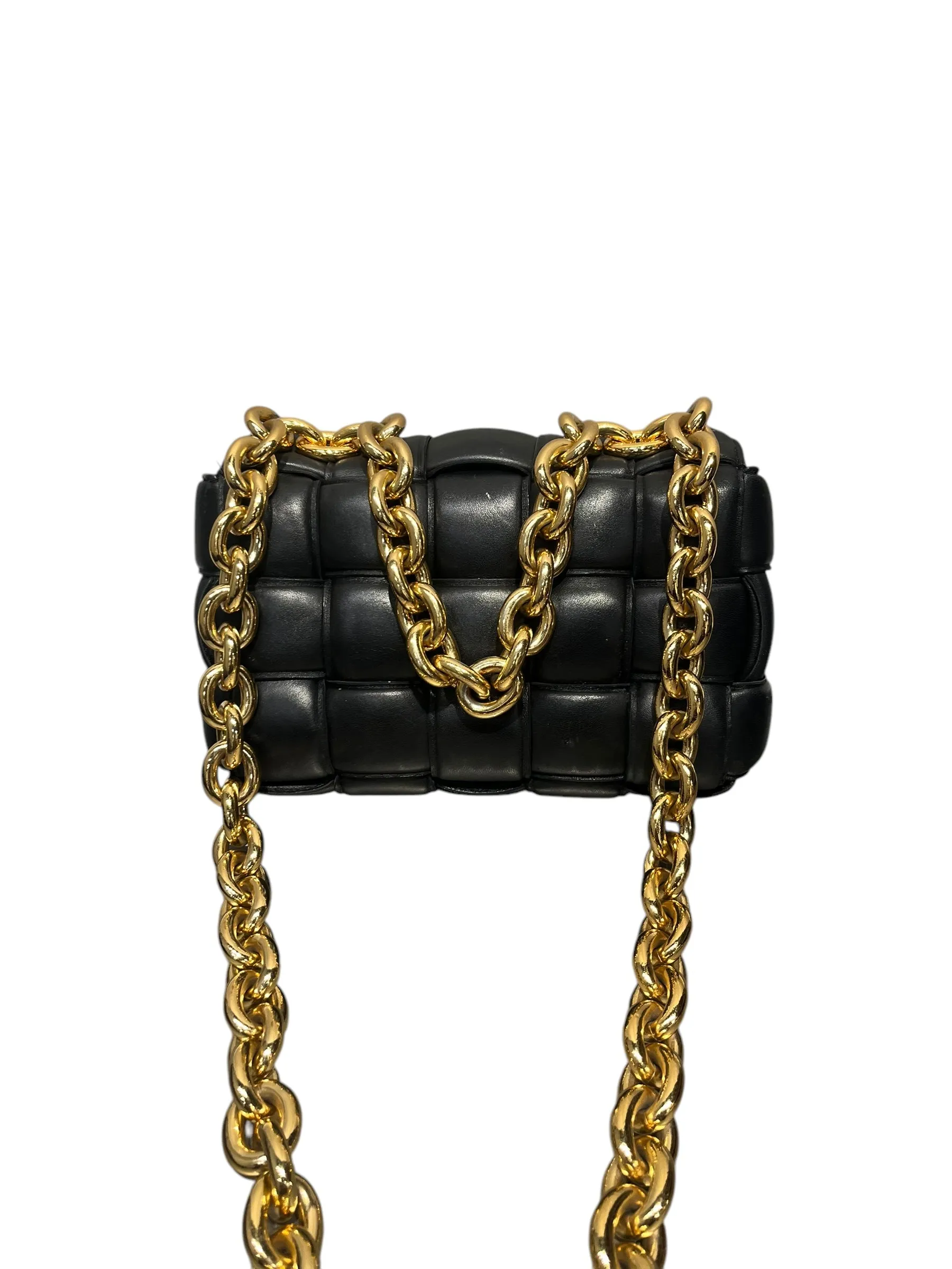 BOTTEGA VENETA/Cross Body Bag/Leather/BLK/bottega chain cassette bag