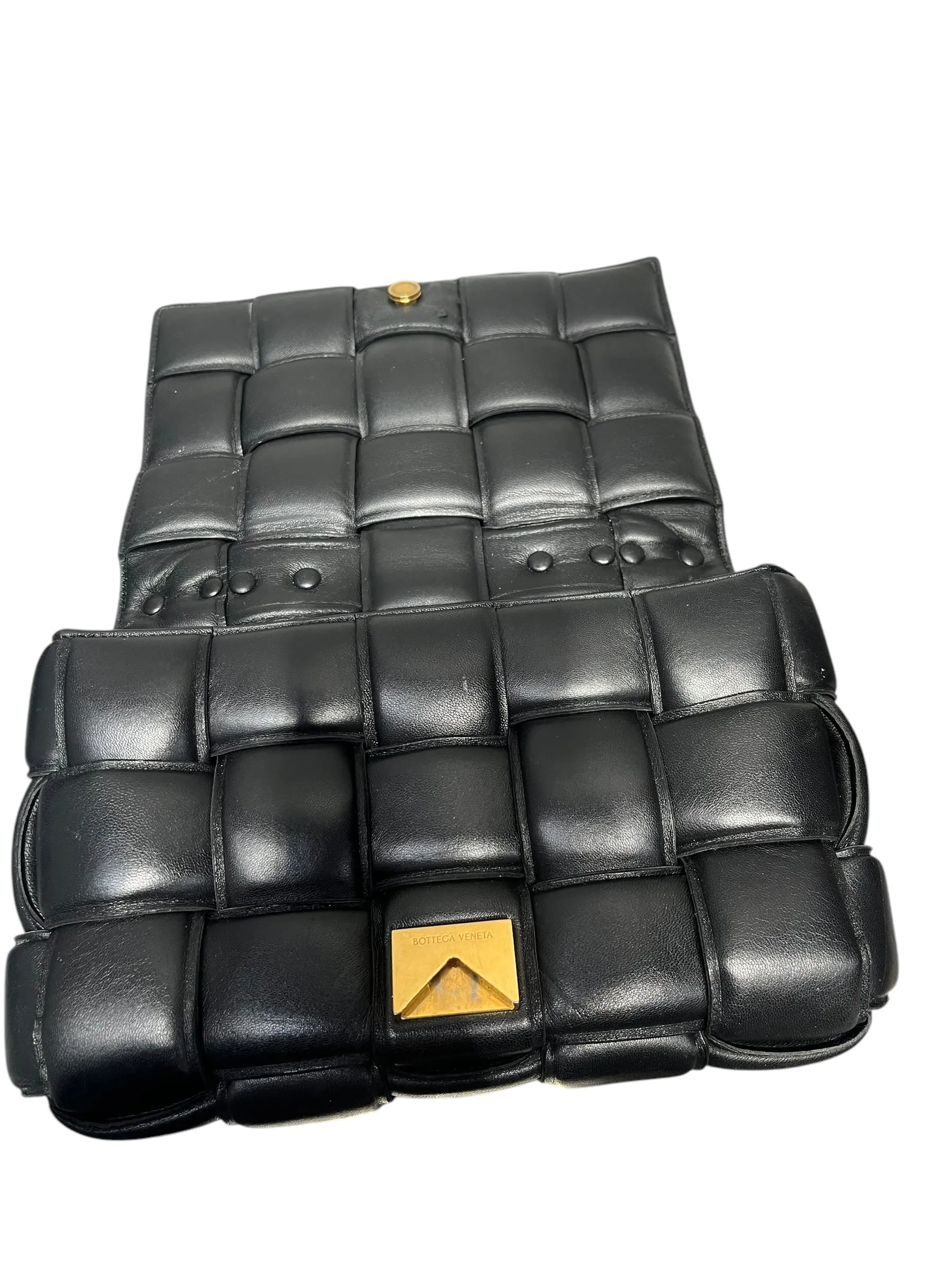 BOTTEGA VENETA/Cross Body Bag/Leather/BLK/bottega chain cassette bag