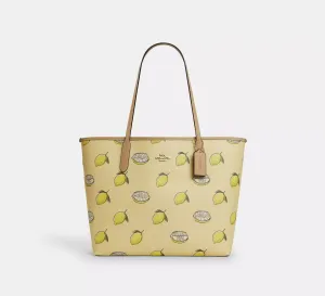 City Tote Bag With Lemon Print