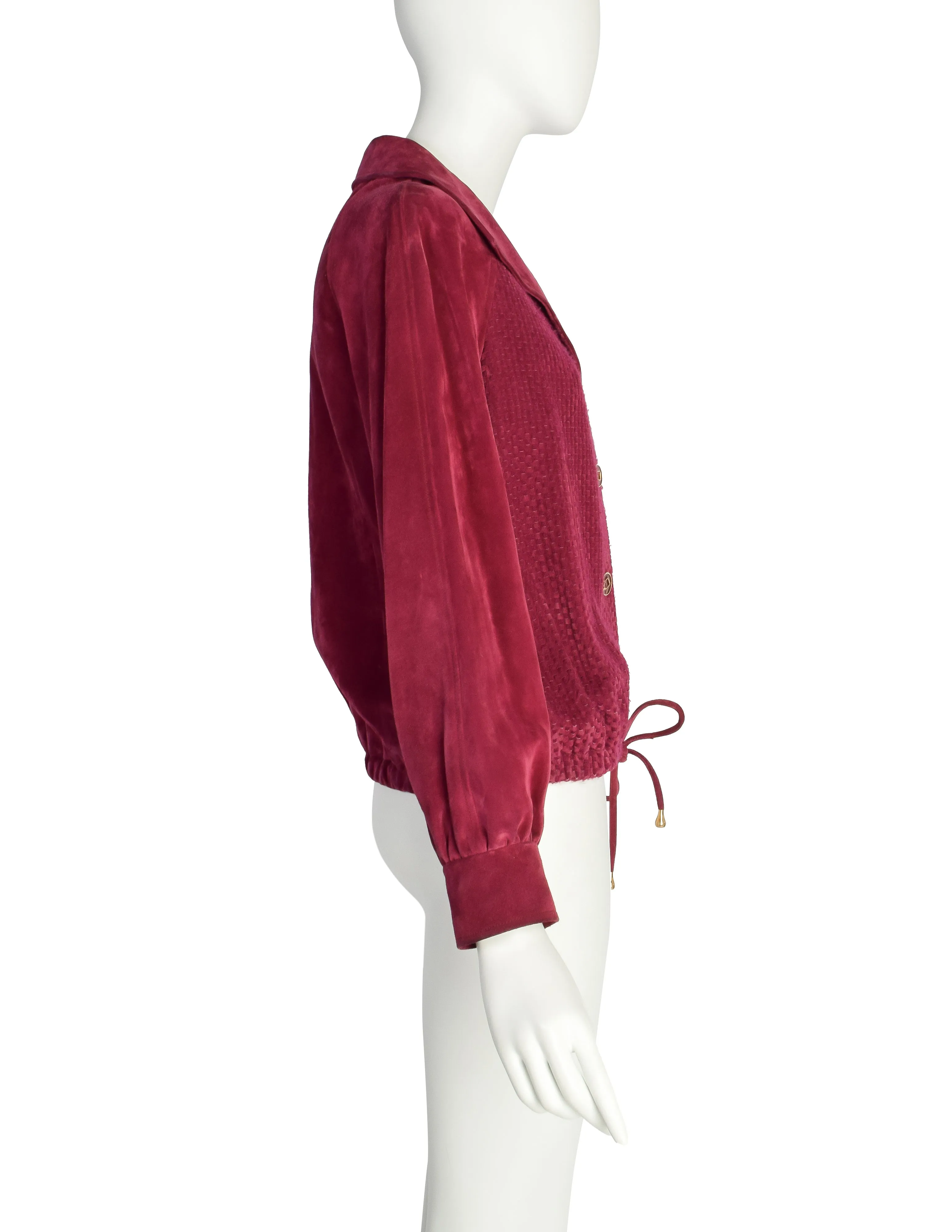 Gucci Vintage 1970s Raspberry Intrecciato Suede Jacket