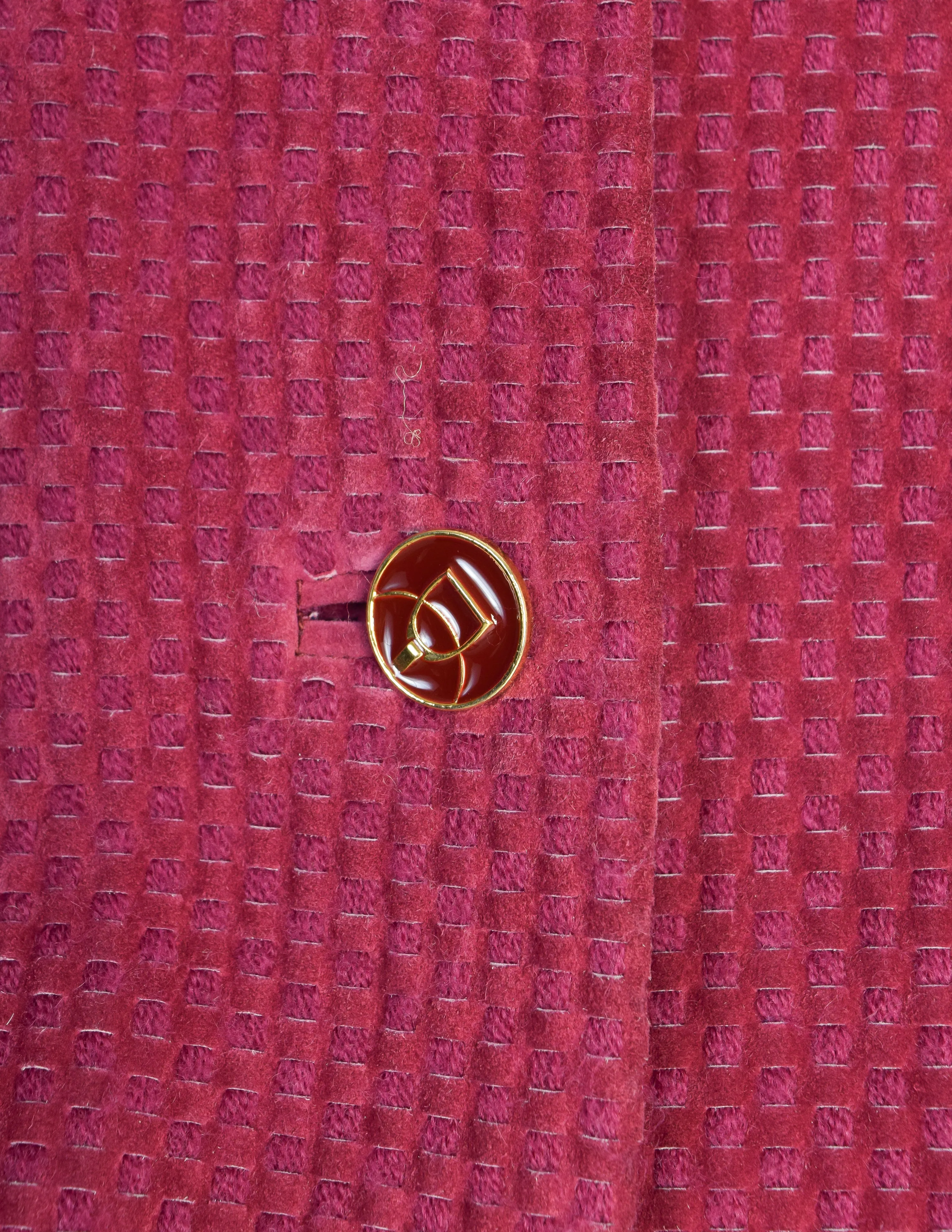Gucci Vintage 1970s Raspberry Intrecciato Suede Jacket
