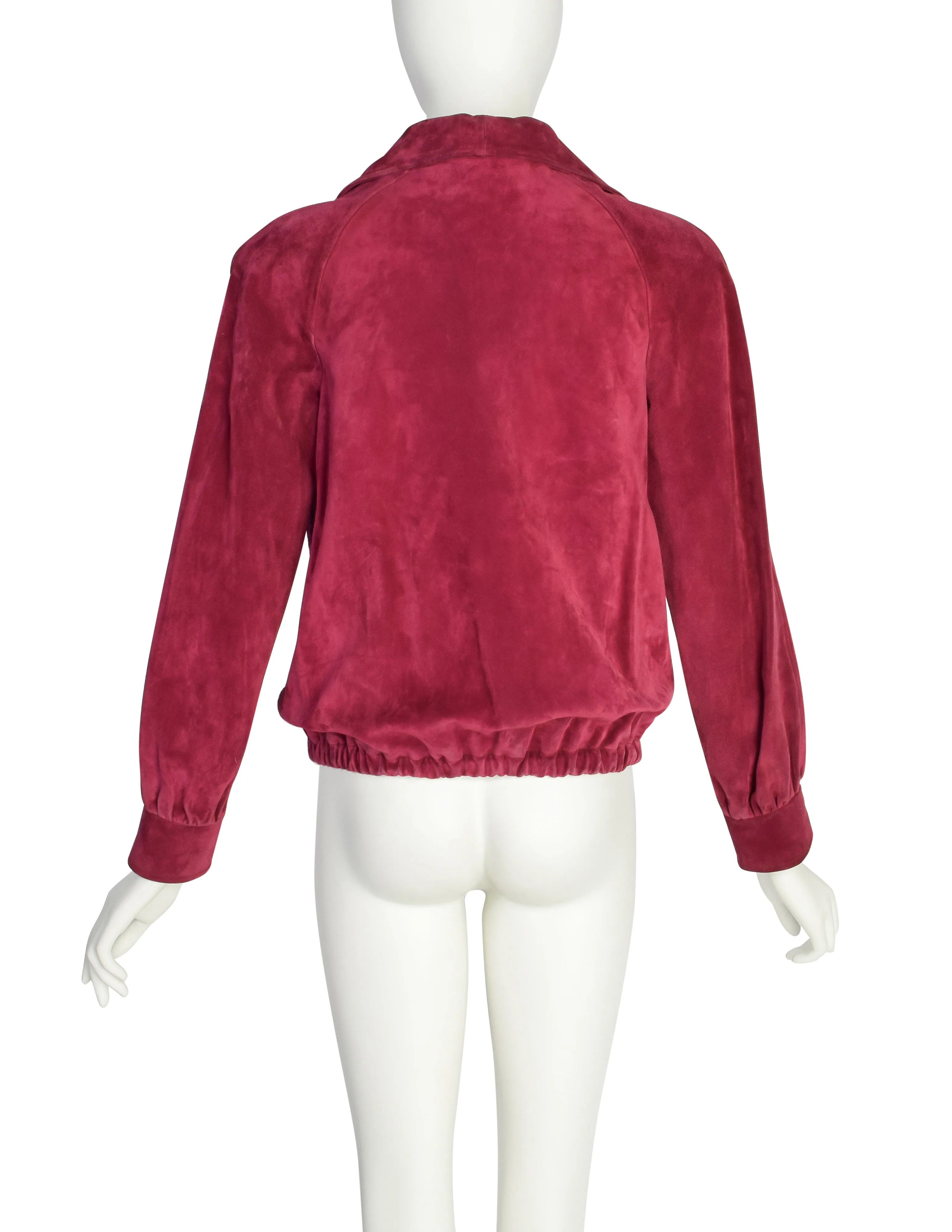 Gucci Vintage 1970s Raspberry Intrecciato Suede Jacket