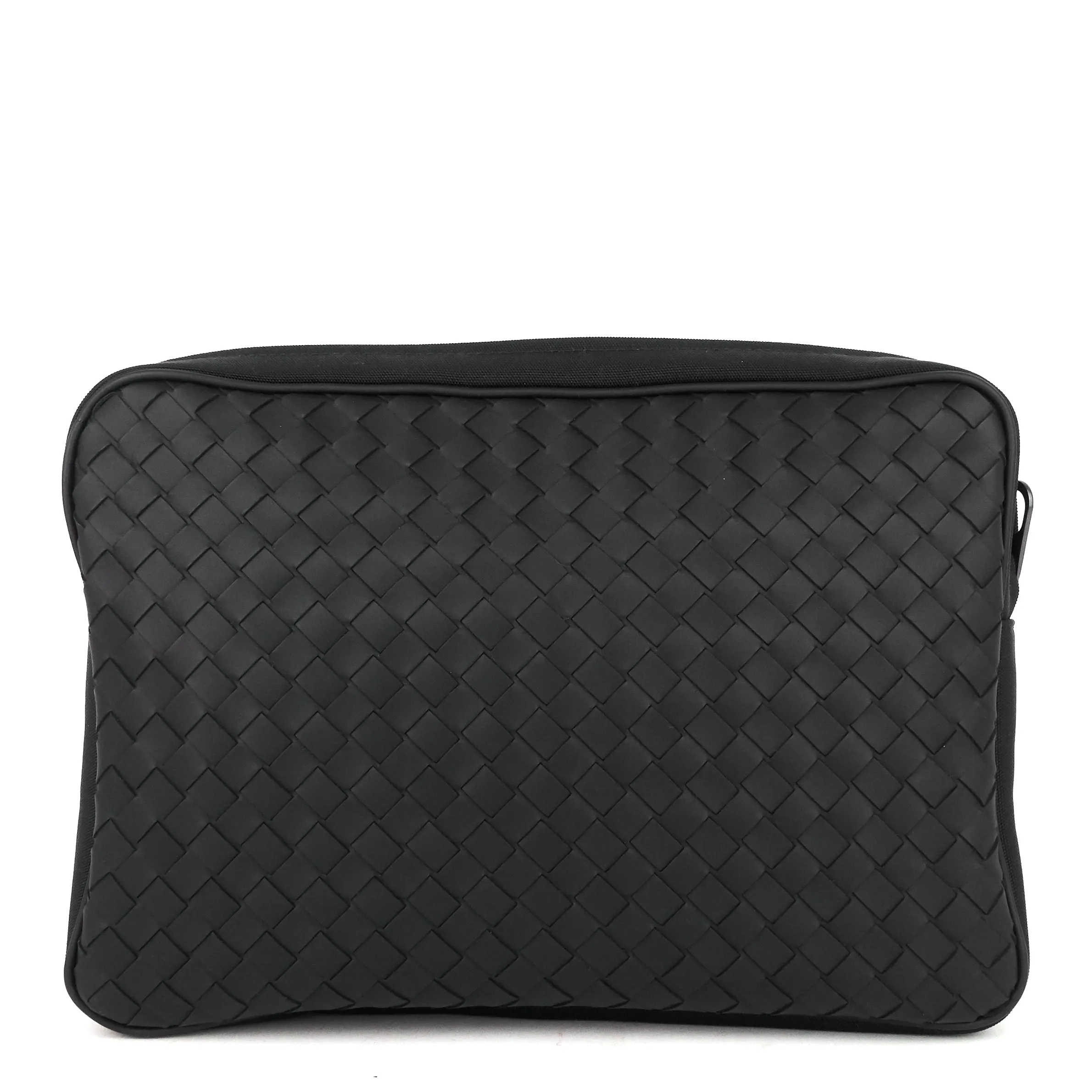 Intrecciato Leather and Nylon Pouch