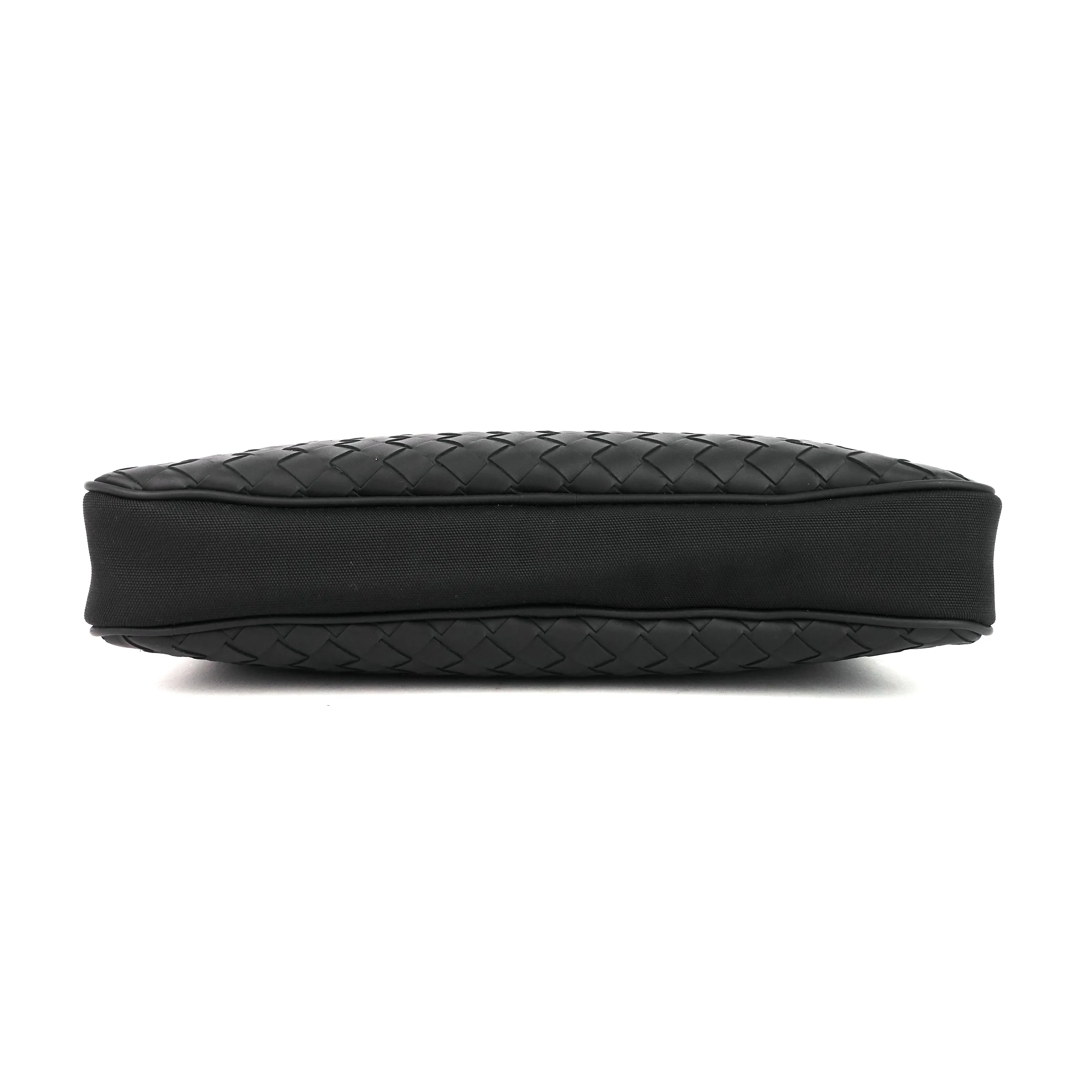 Intrecciato Leather and Nylon Pouch