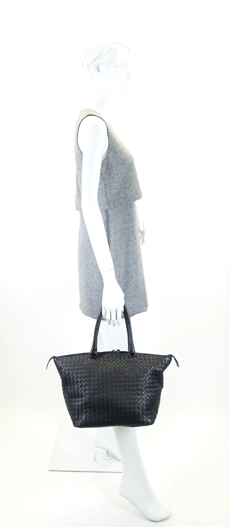 Intrecciato Nappa Leather Top Zip Handbag