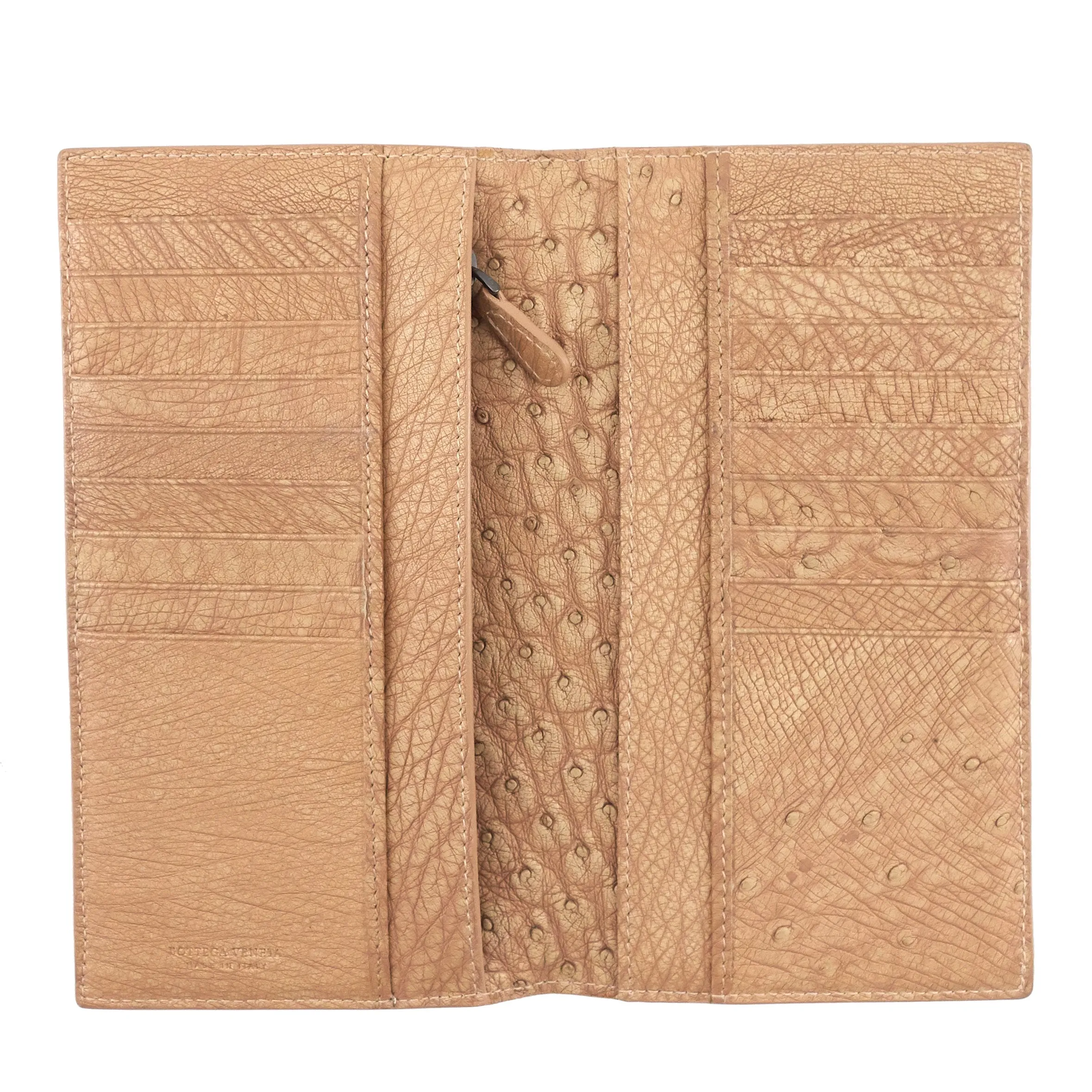 Intrecciato Ostrich Leather Long Wallet