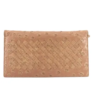 Intrecciato Ostrich Leather Long Wallet