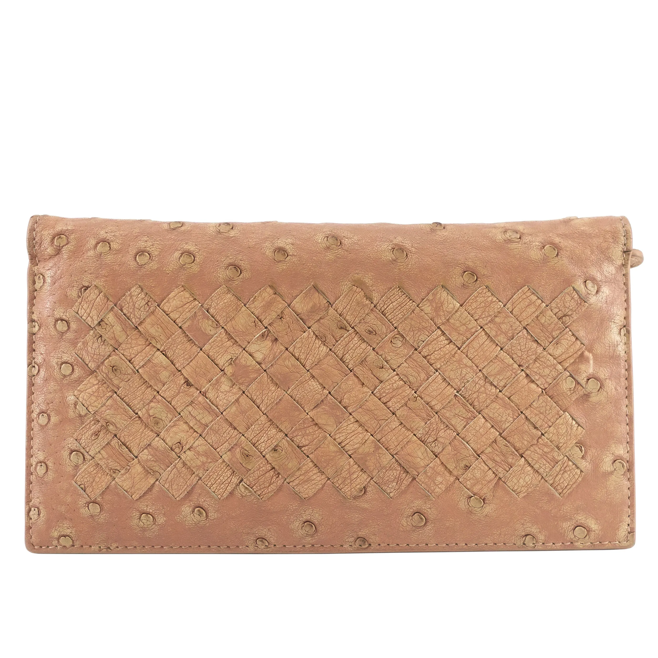 Intrecciato Ostrich Leather Long Wallet