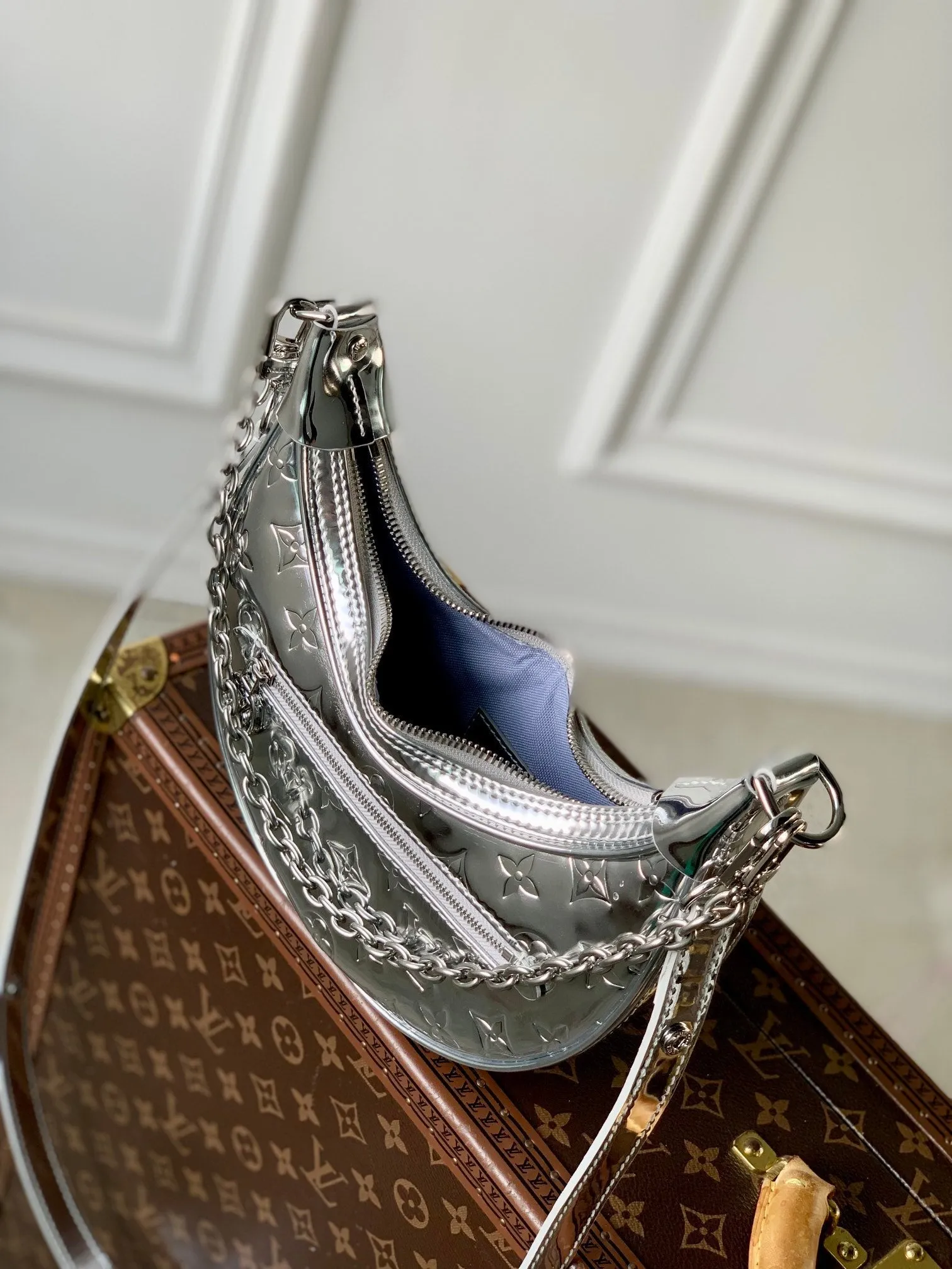 Louis Vuitton LOOP 23 IN SILVER MONOGRAM EMBOSSED CALFSKIN