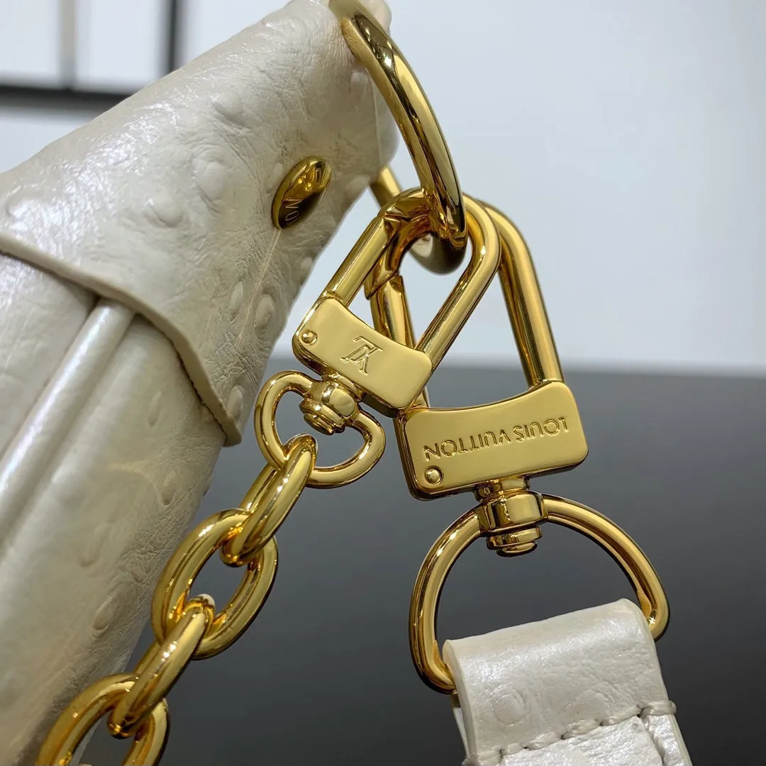 Louis Vuitton LOOP 23 IN WHITE PEARL OSTRICH LEATHER GOLD HARDWARE