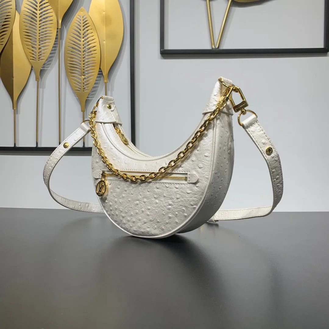 Louis Vuitton LOOP 23 IN WHITE PEARL OSTRICH LEATHER GOLD HARDWARE