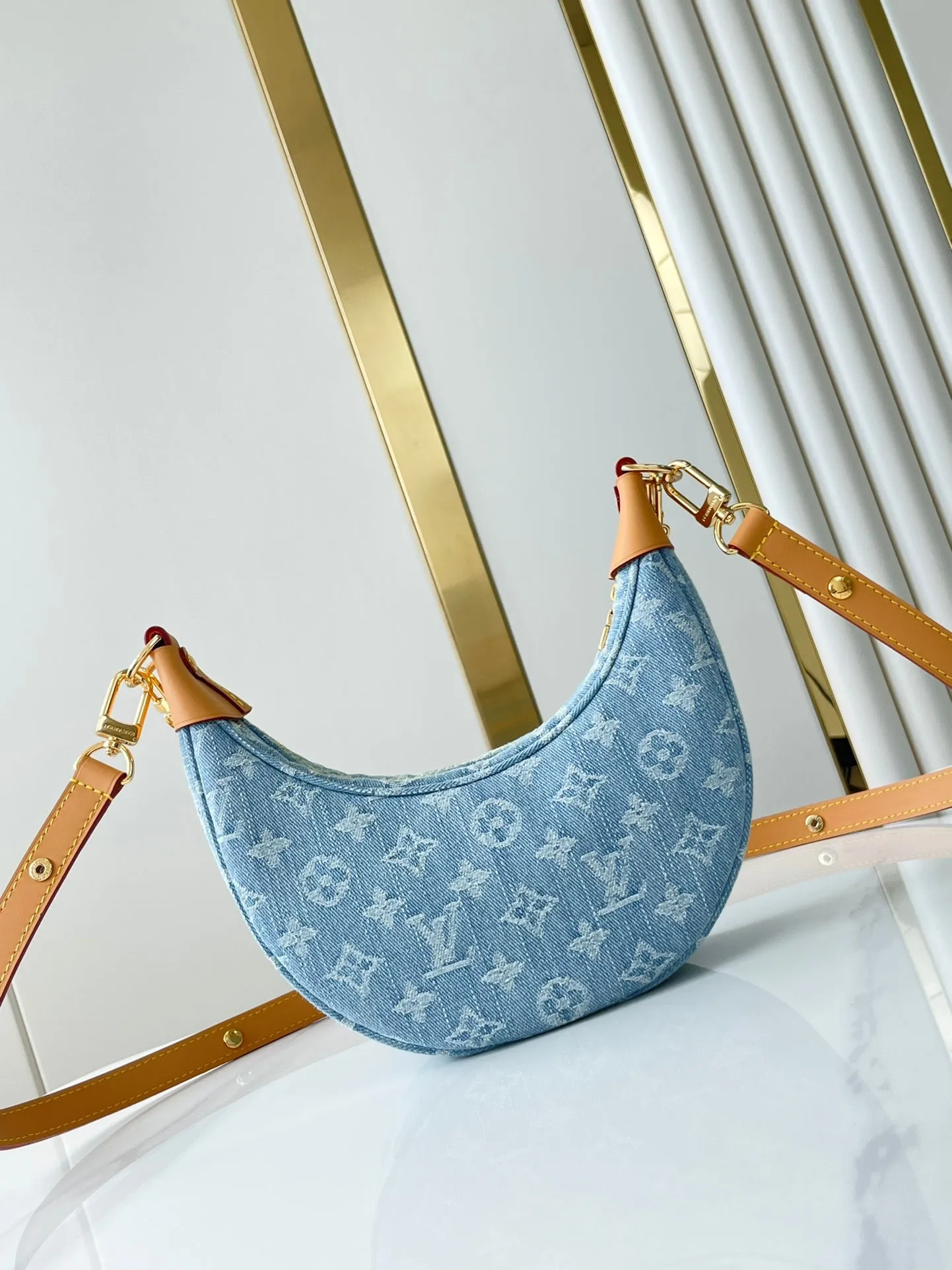 Louis Vuitton LOOP 29 IN BLUE MONOGRAM DENIM GOLD HARDWARE
