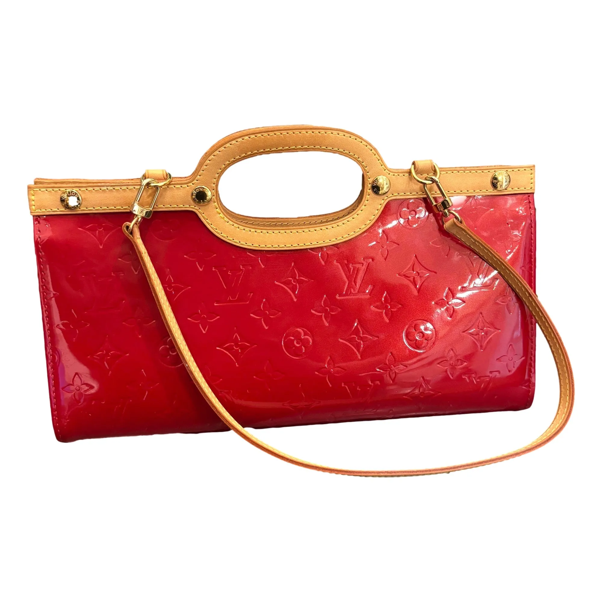 Louis Vuitton Red Roxbury Drive Handbag Monogram Vernis