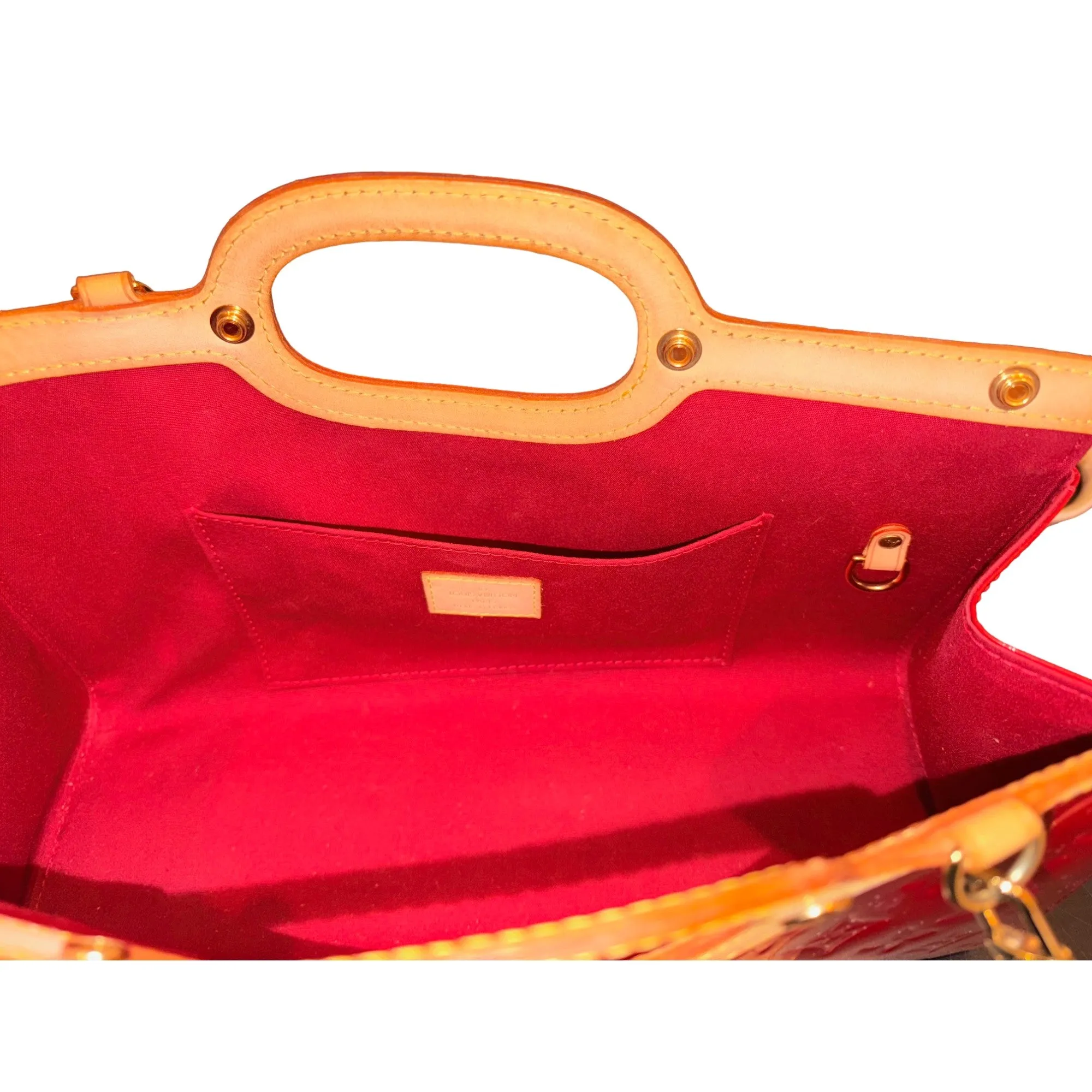 Louis Vuitton Red Roxbury Drive Handbag Monogram Vernis