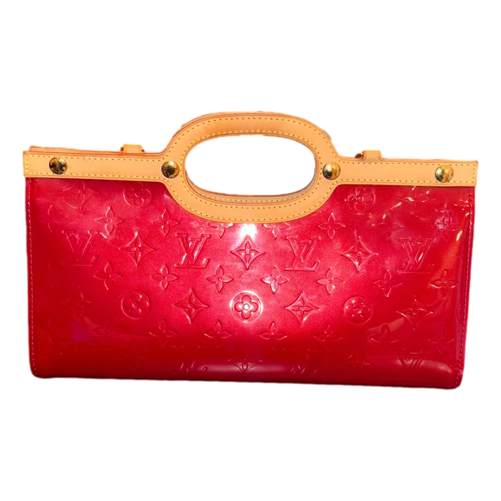 Louis Vuitton Red Roxbury Drive Handbag Monogram Vernis