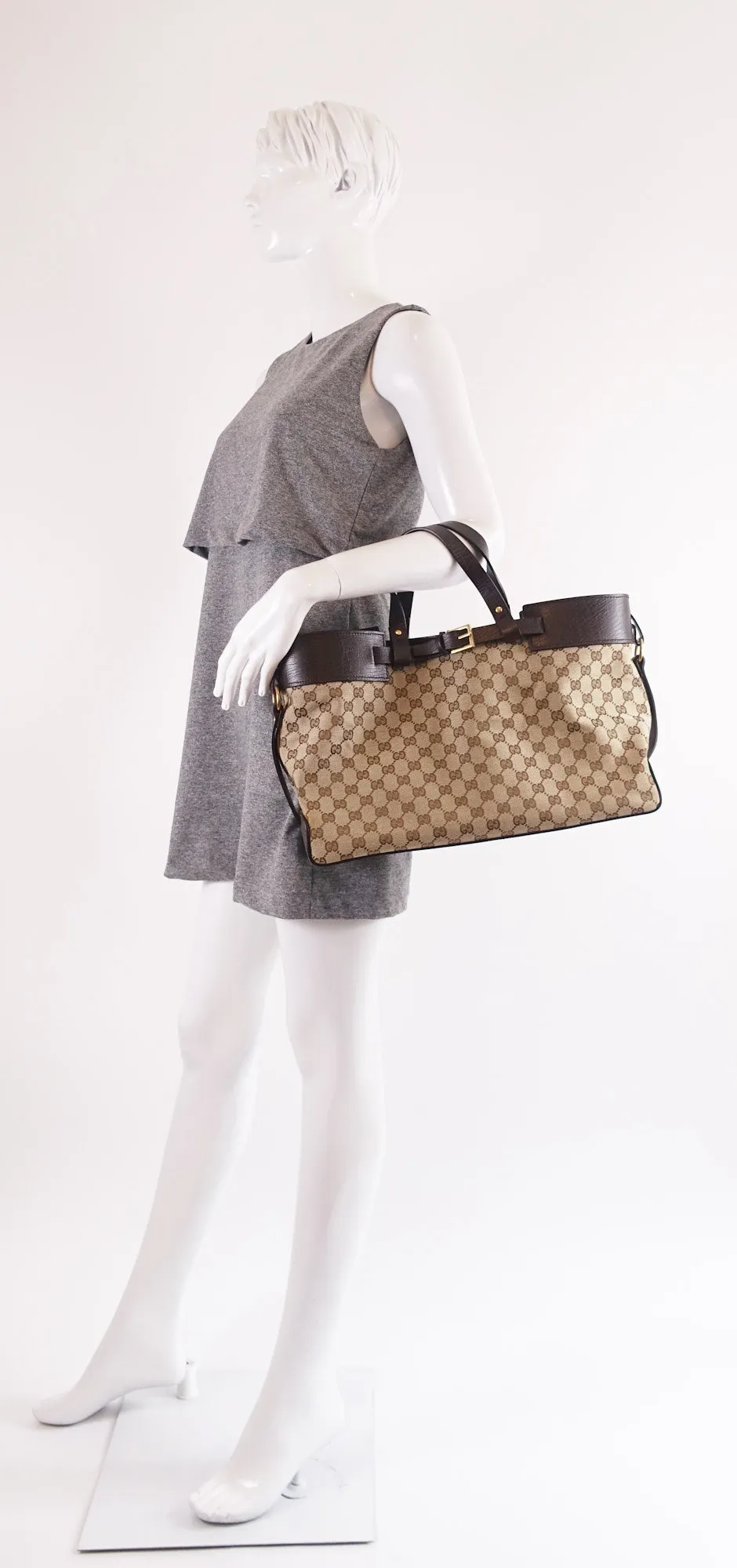 Monogram Canvas Double Buckle Tote Bag