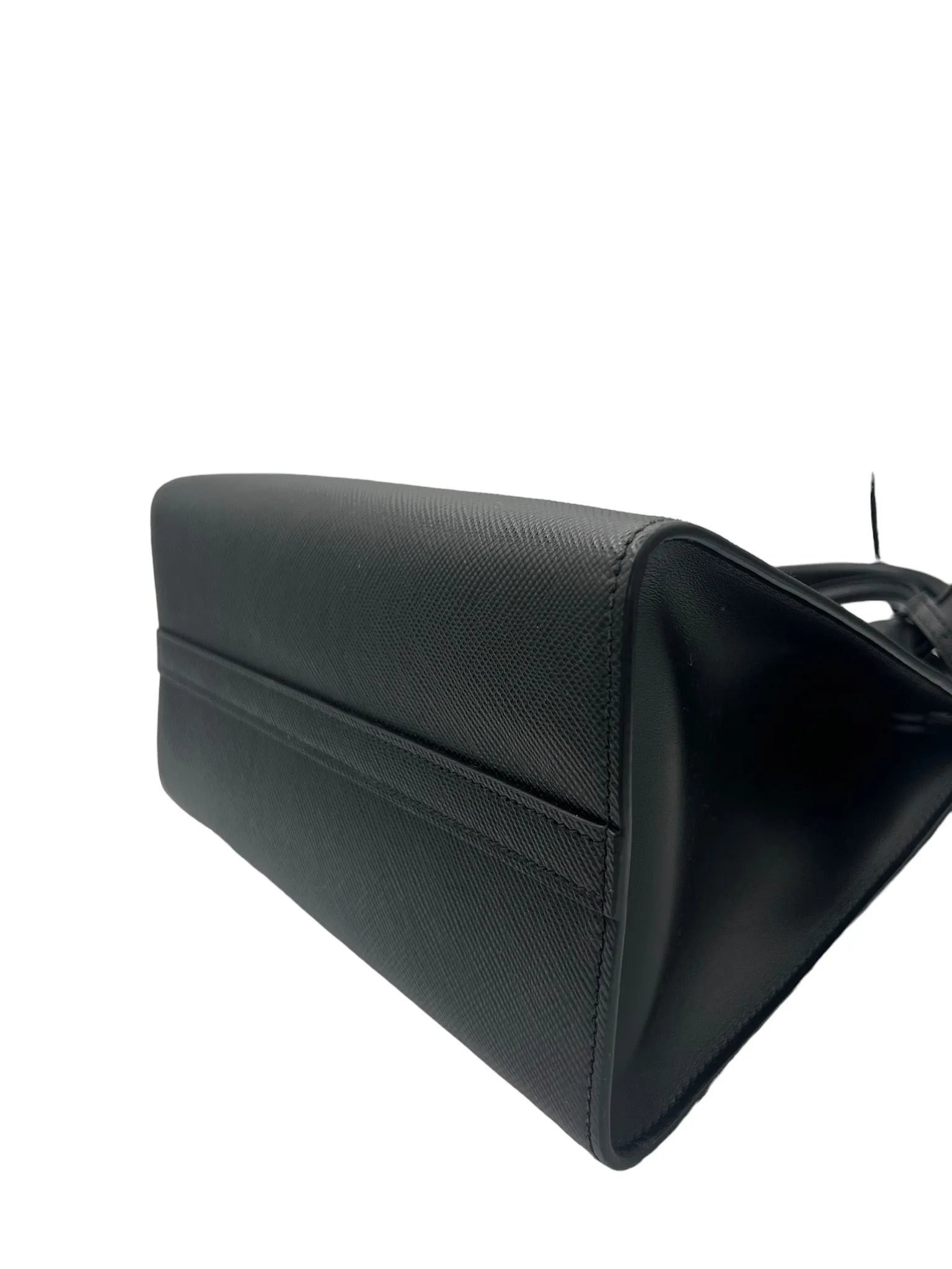 PRADA - Black Leather Monochrome Tote Bag