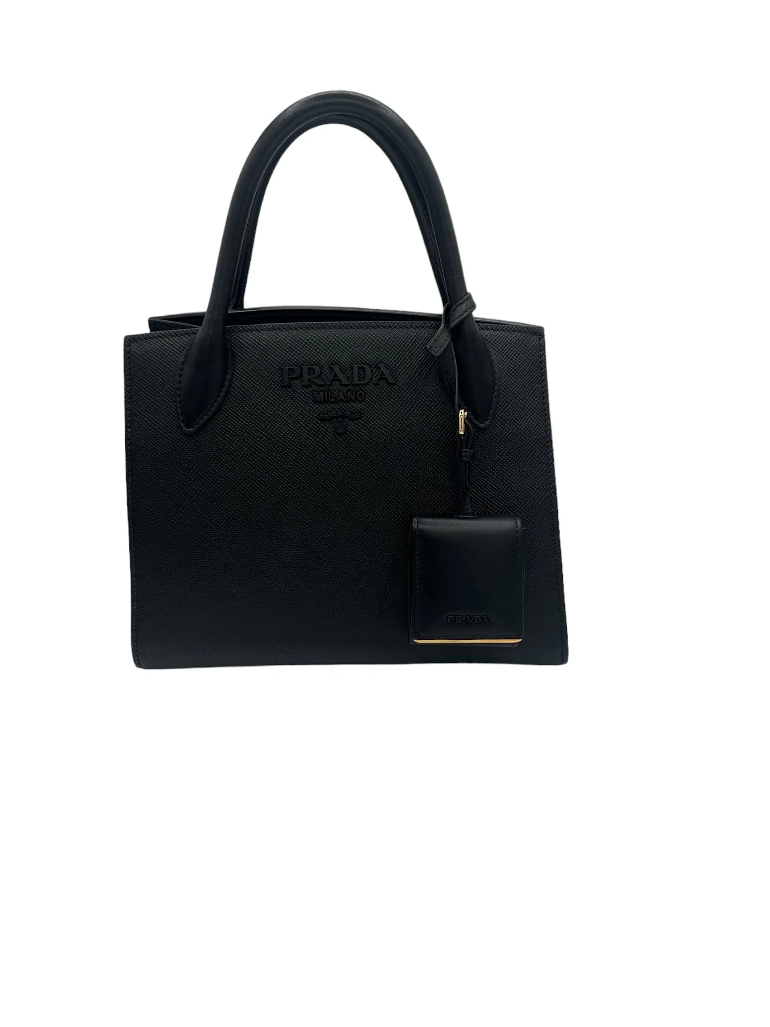 PRADA - Black Leather Monochrome Tote Bag