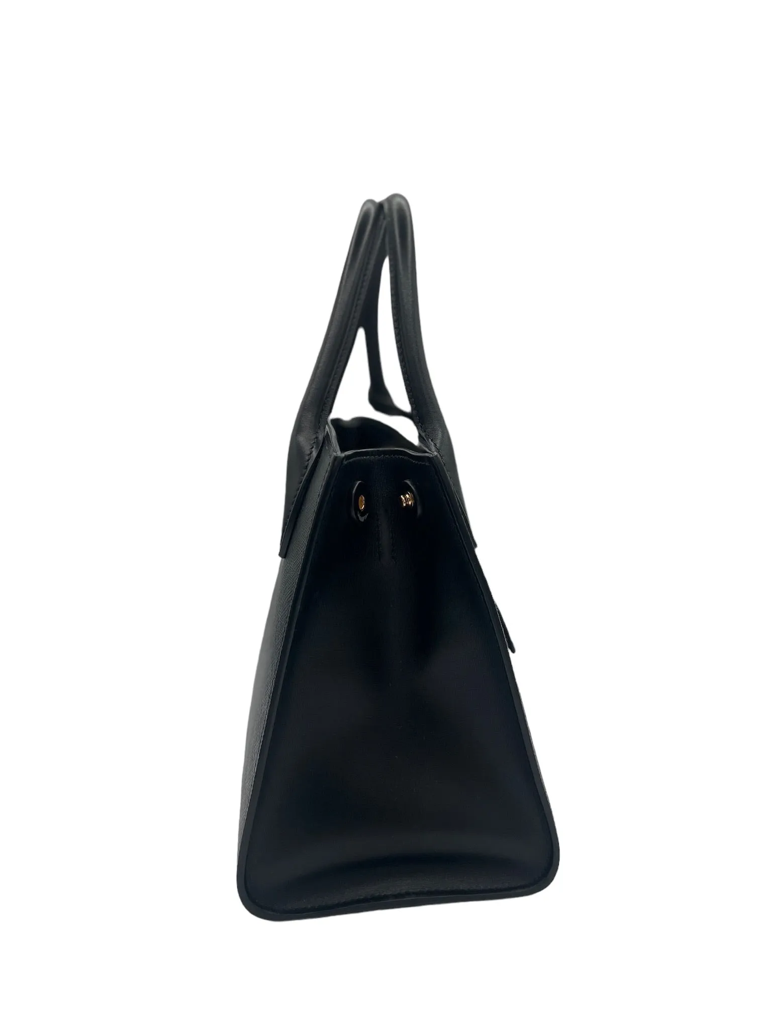 PRADA - Black Leather Monochrome Tote Bag
