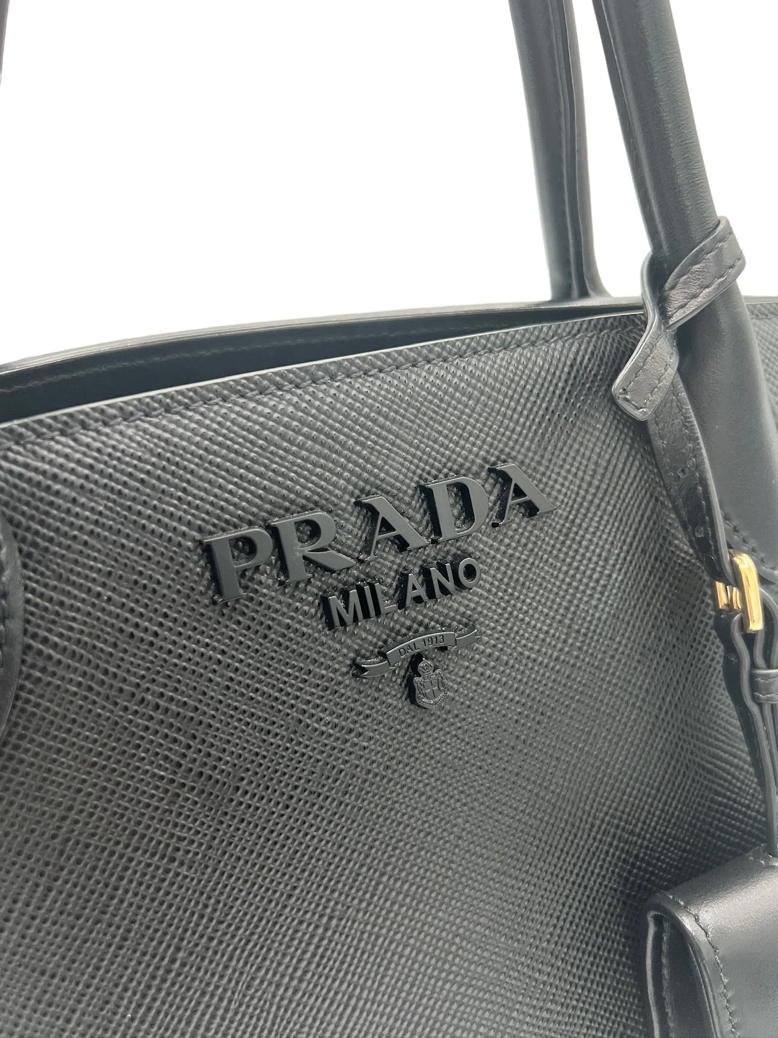 PRADA - Black Leather Monochrome Tote Bag