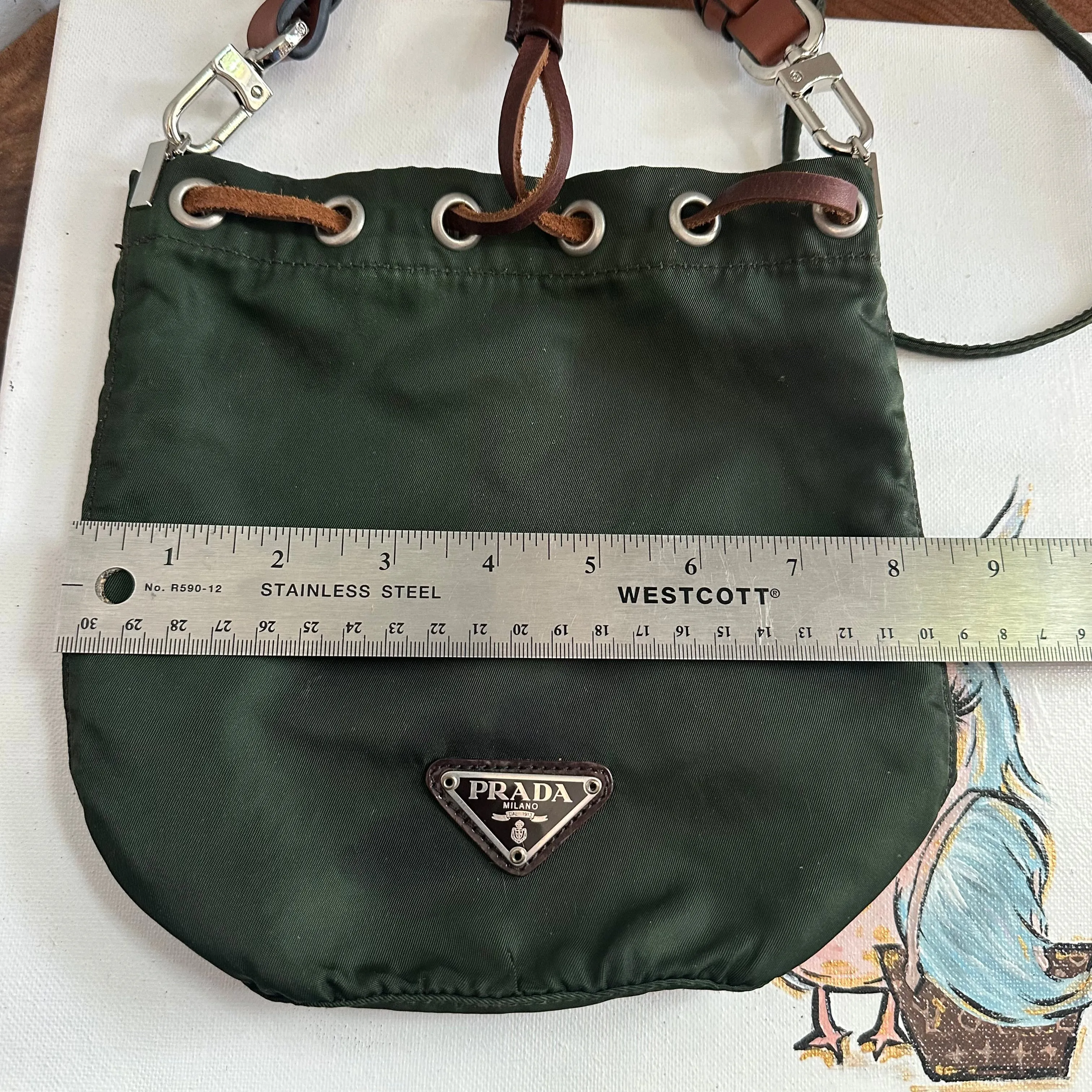 The Junco Pouch - Vintage Prada in Forest Green