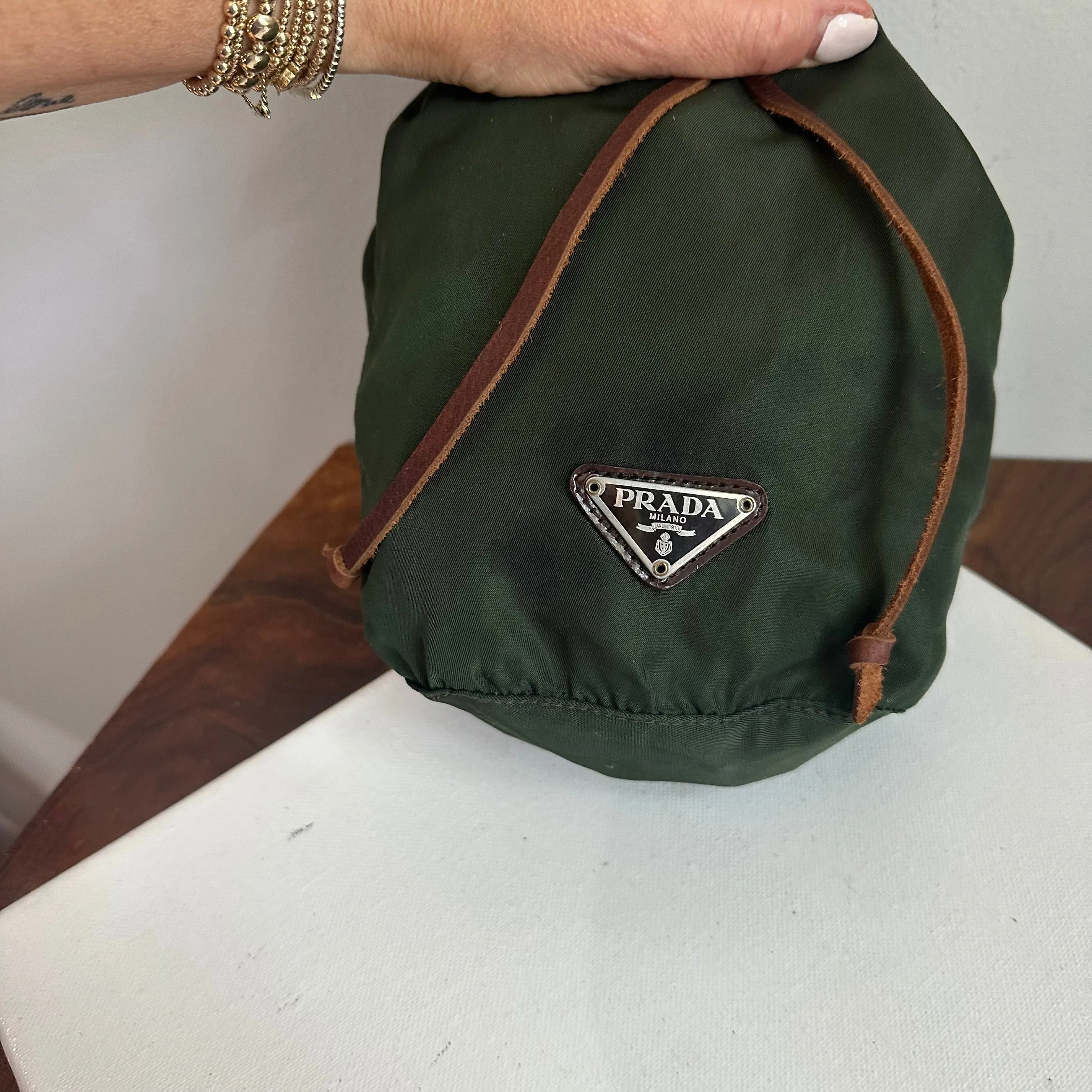 The Junco Pouch - Vintage Prada in Forest Green