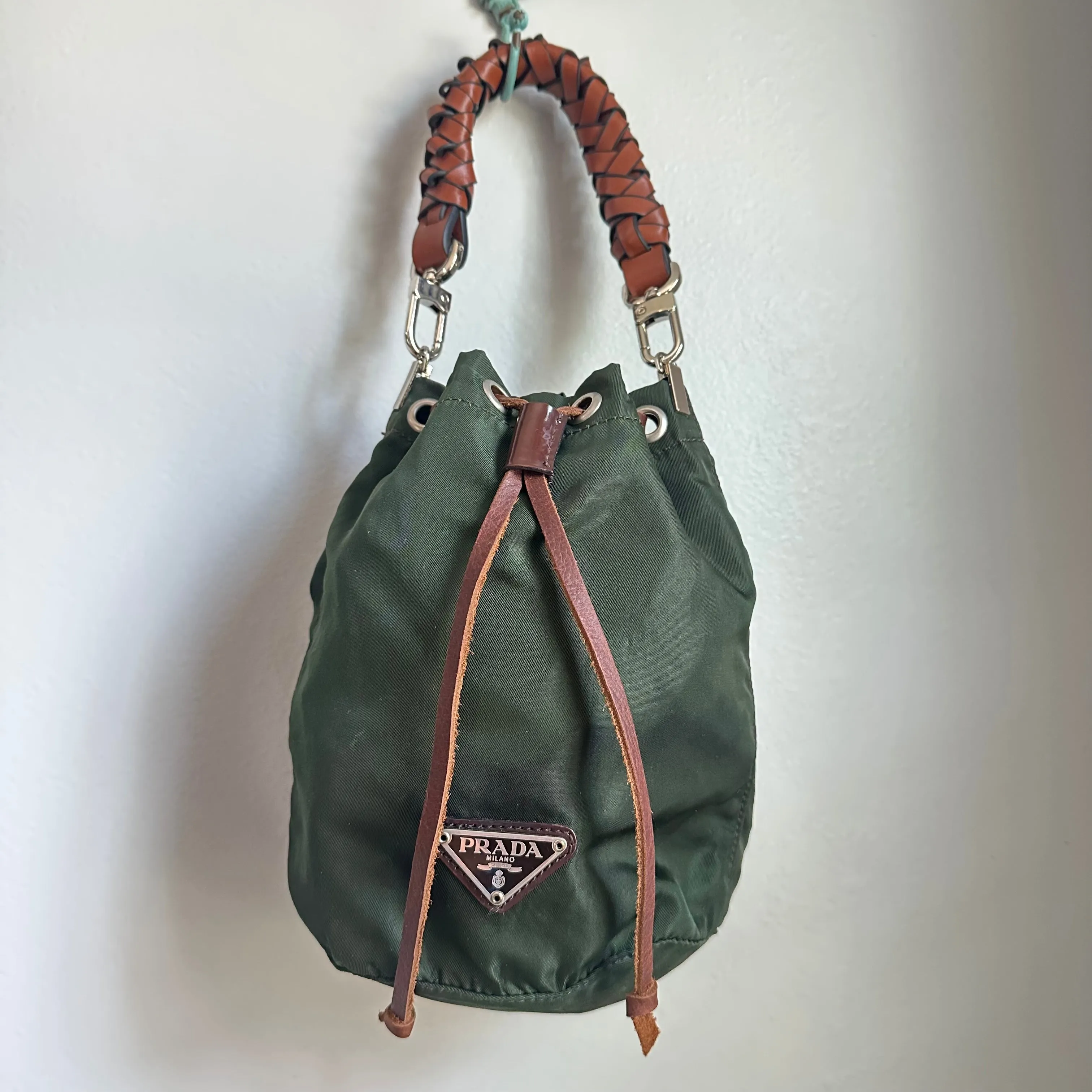 The Junco Pouch - Vintage Prada in Forest Green