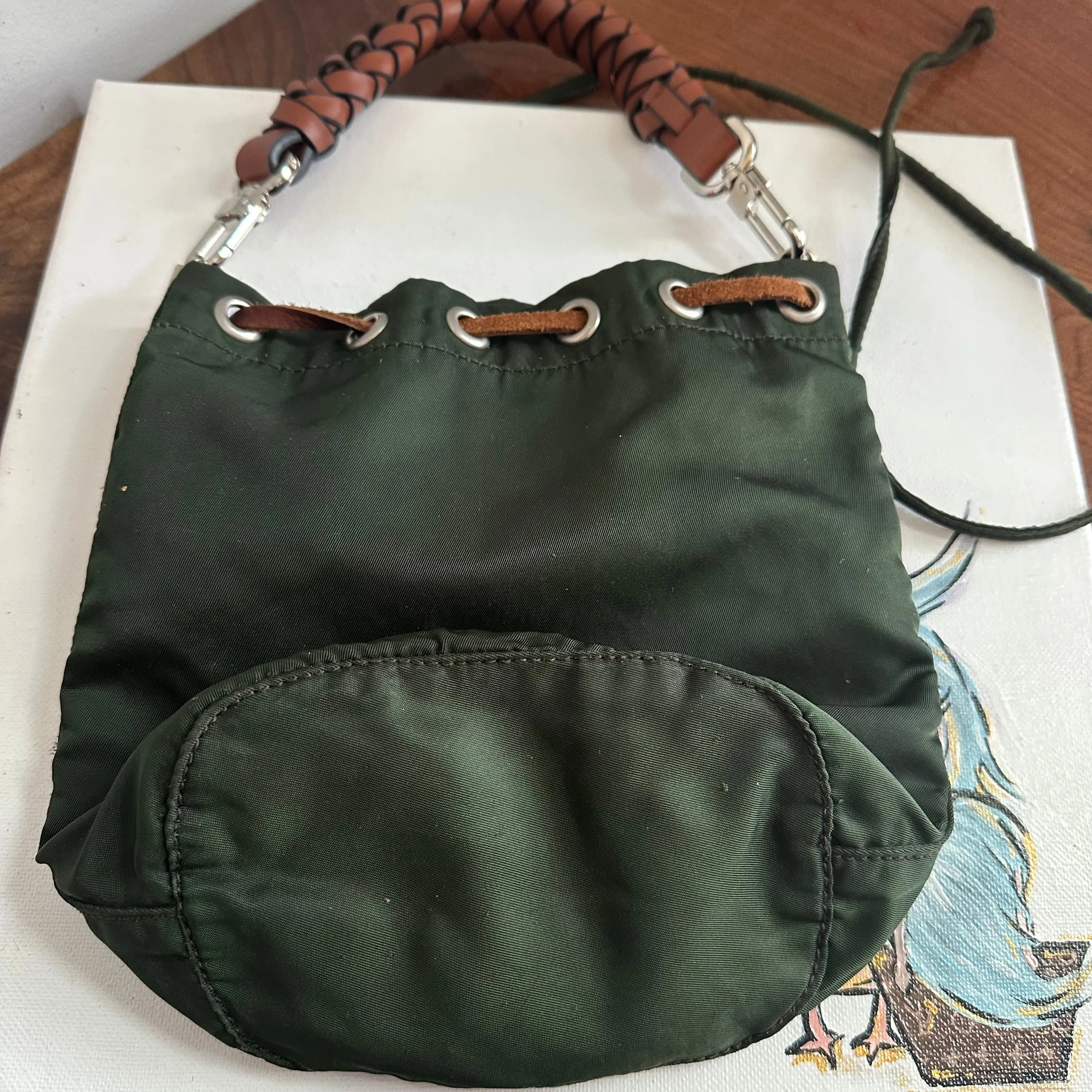 The Junco Pouch - Vintage Prada in Forest Green