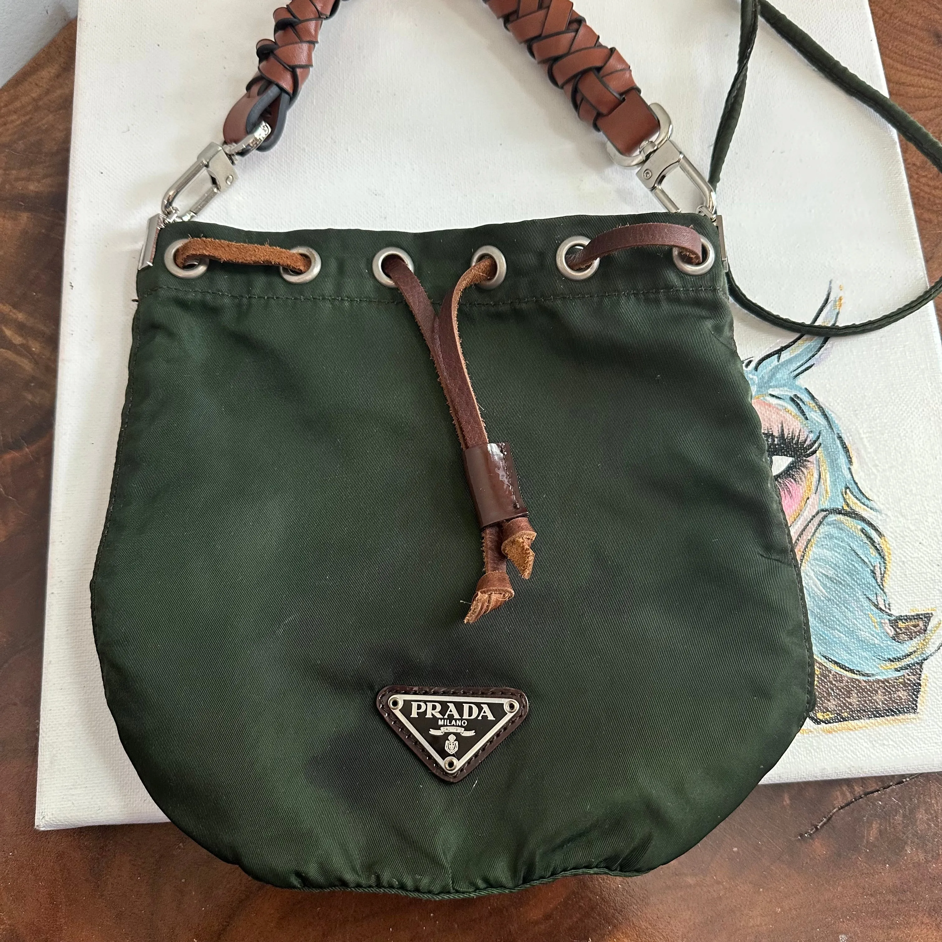 The Junco Pouch - Vintage Prada in Forest Green