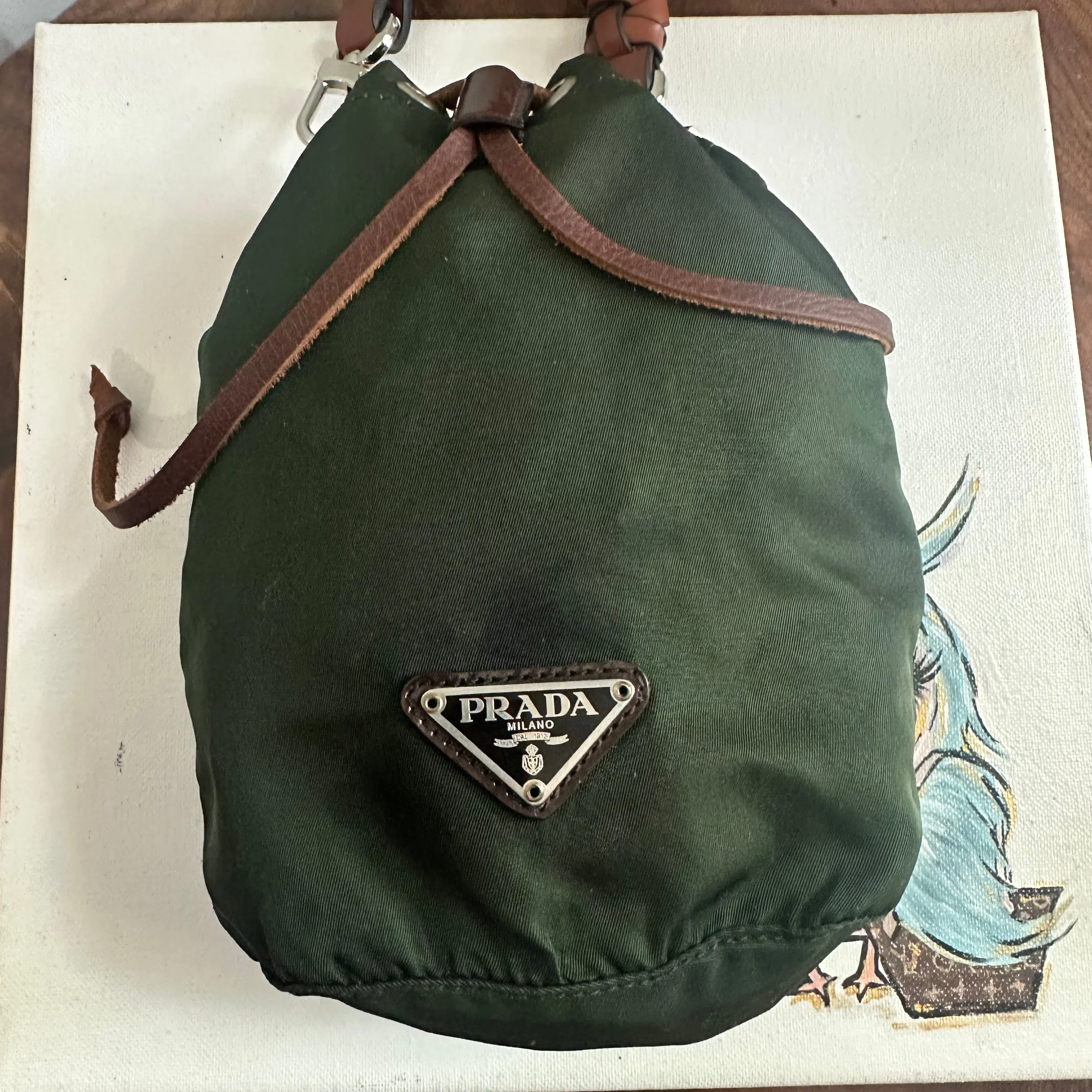 The Junco Pouch - Vintage Prada in Forest Green